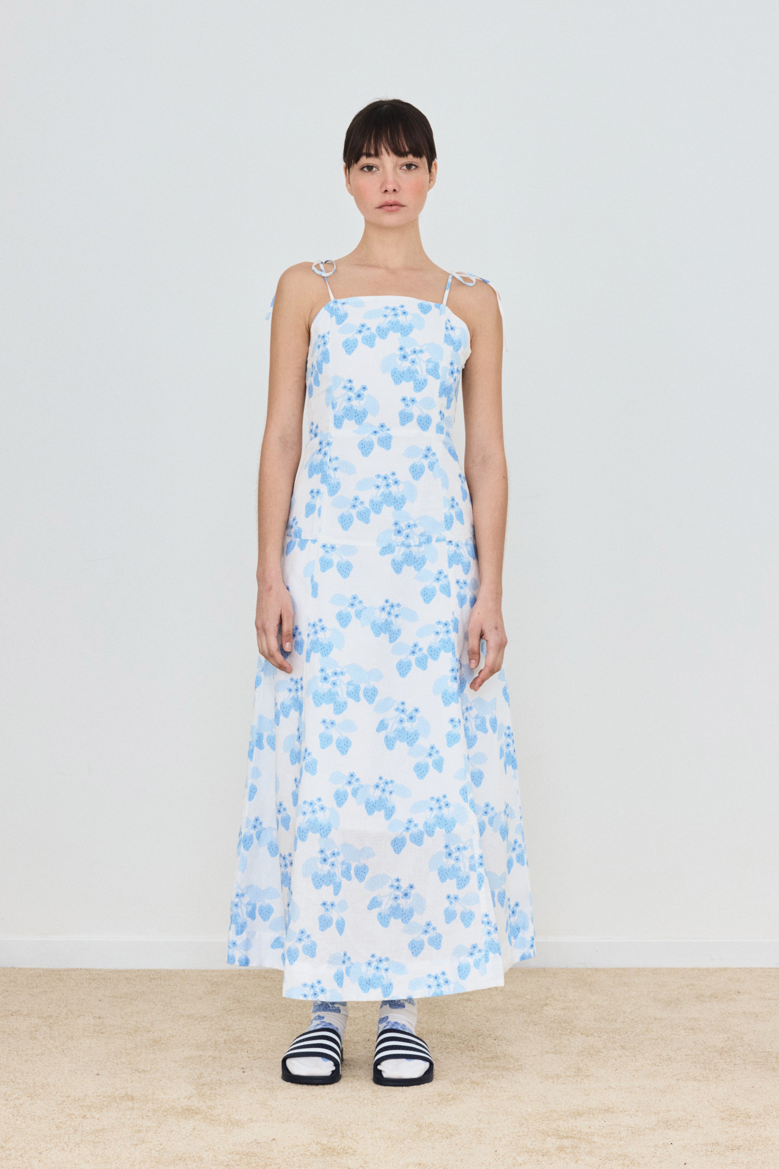 VESTIDO DE LINO STRAWBERRIES off-white