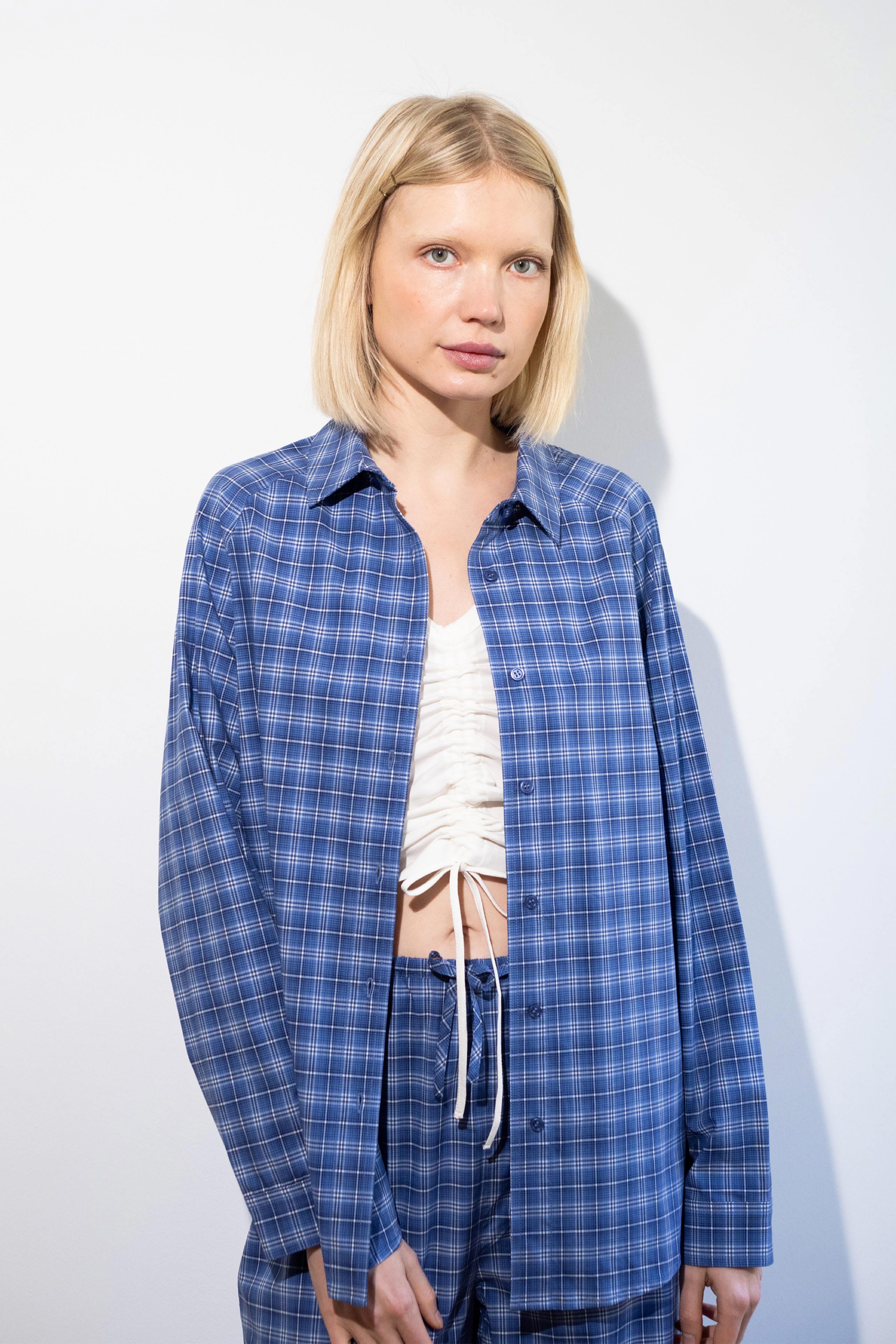 CAMISA A CUADROS azure