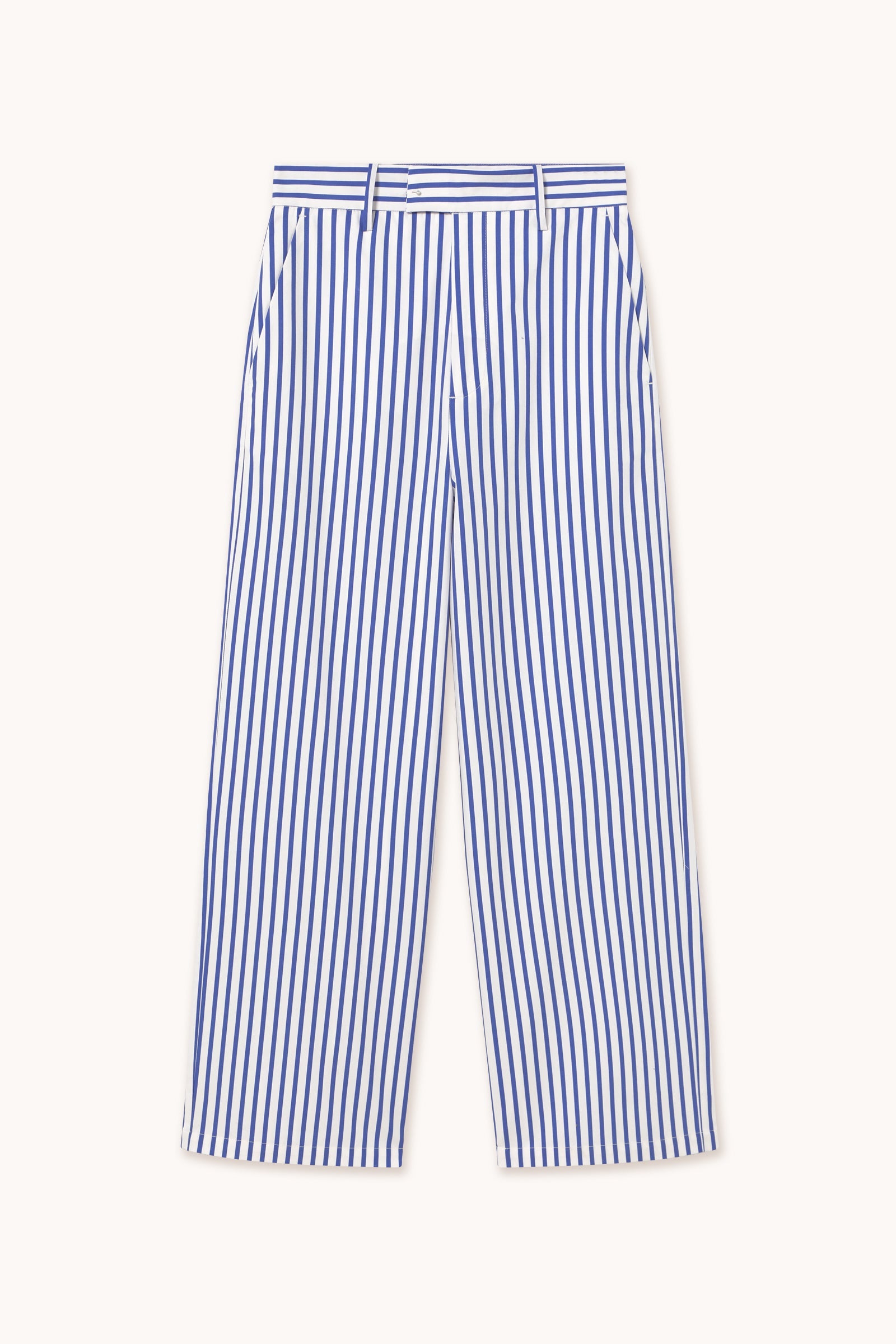 PANTALÓN DE TWILL A RAYAS off-white/ultramarine
