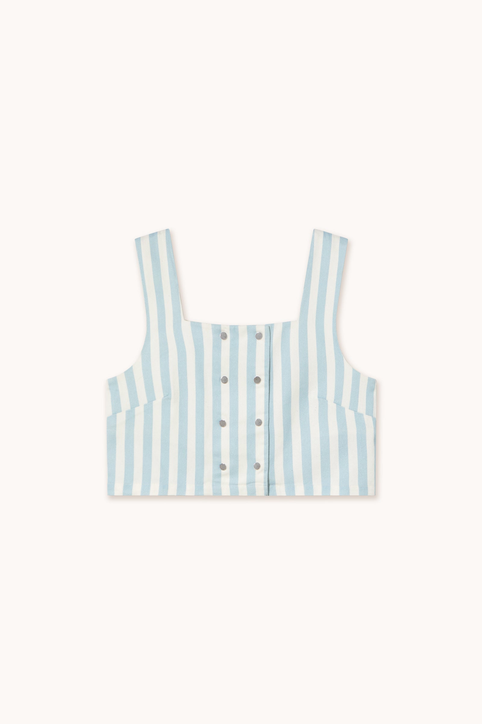 TOP CON BOTONES A RAYAS off-white/light blue