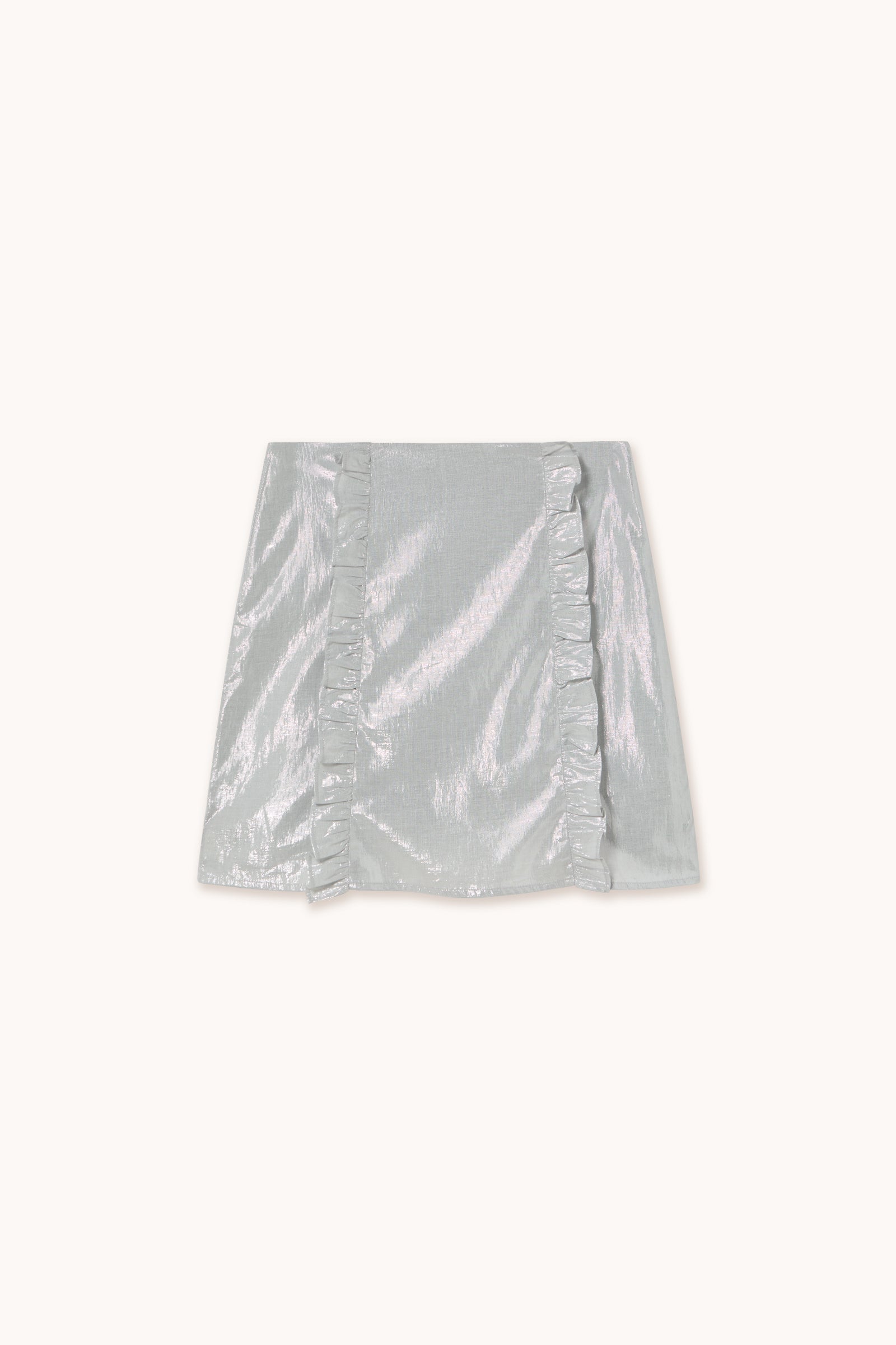 FALDA DE LUREX CON VOLANTES silver grey