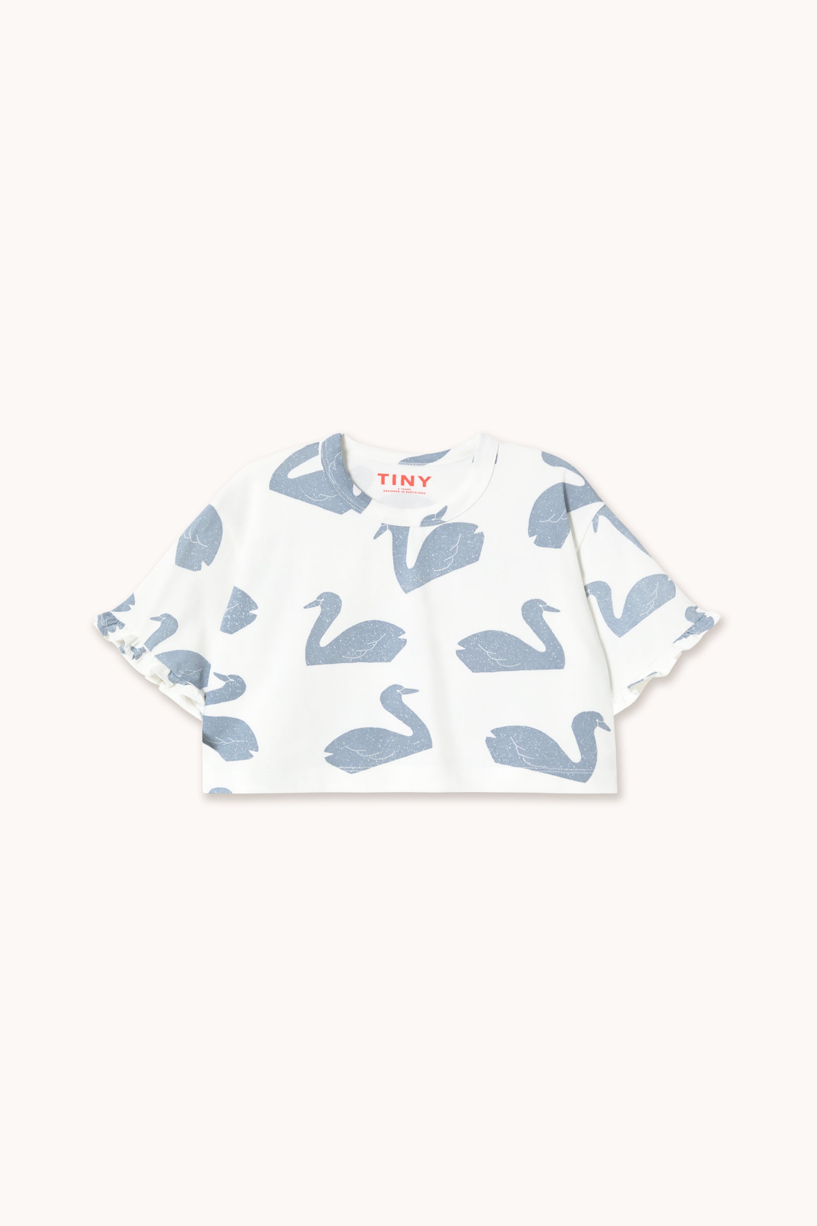 BIG SWANS KNITTED CROP TEE off-white