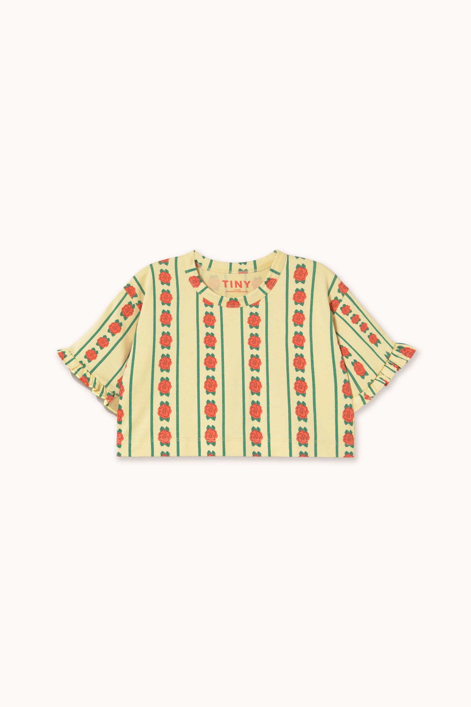 ROSE PATTERN CROP TEE dusty yellow