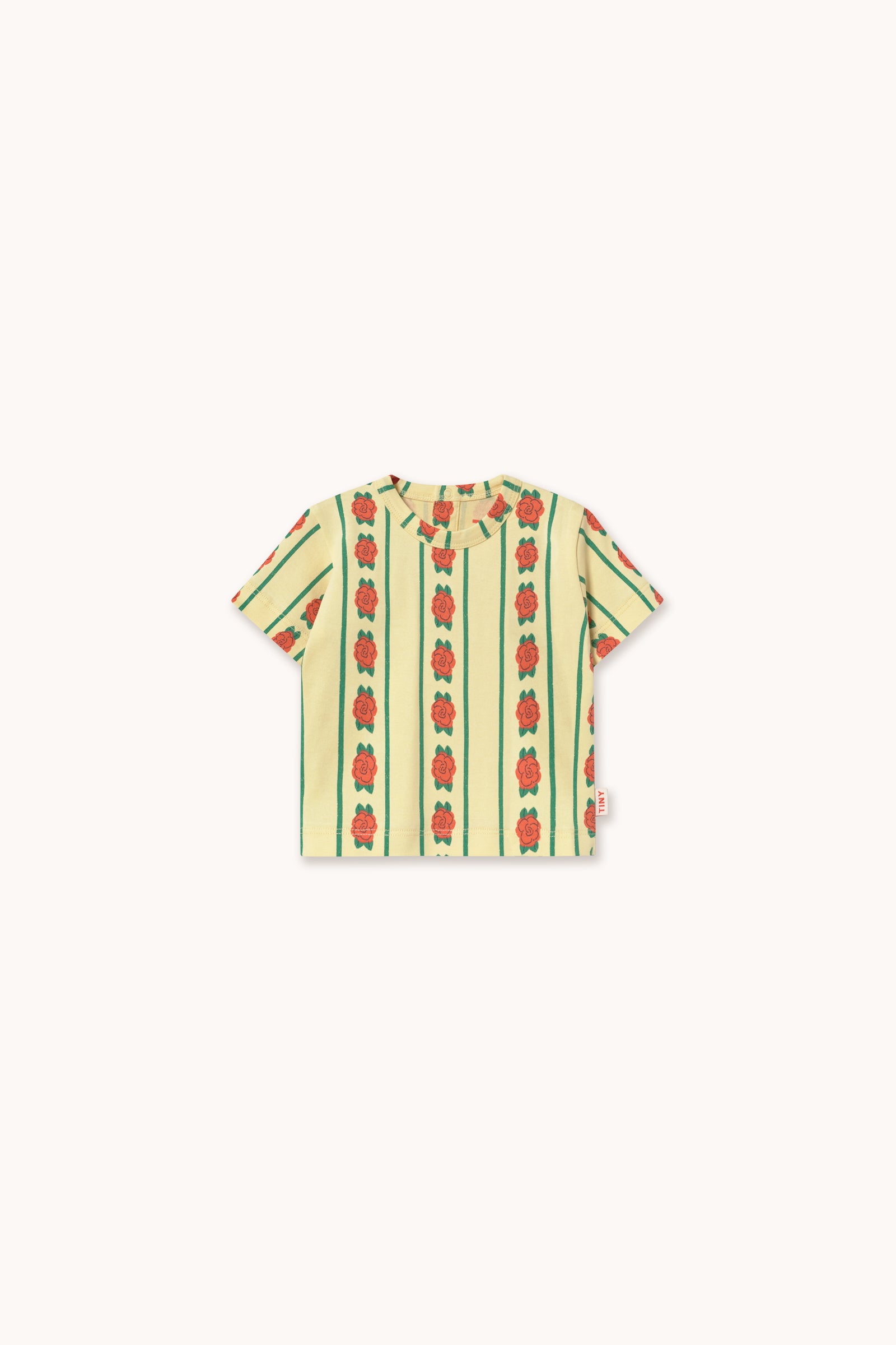 ROSE PATTERN KNITTED BABY TEE dusty yellow