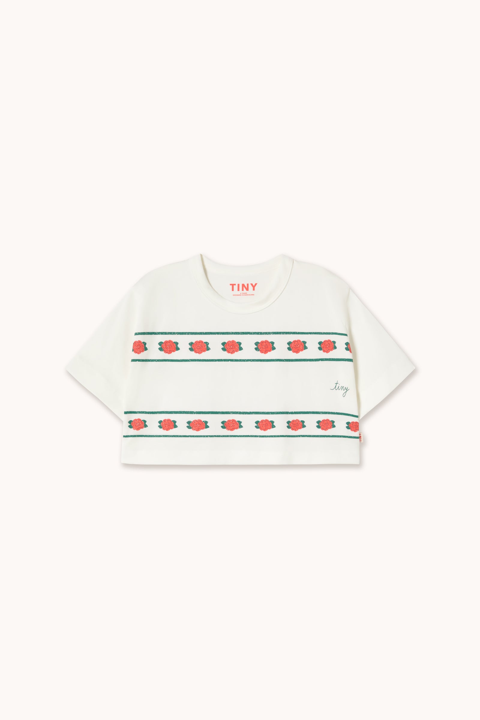 CAMISETA CORTA ROSES off-white