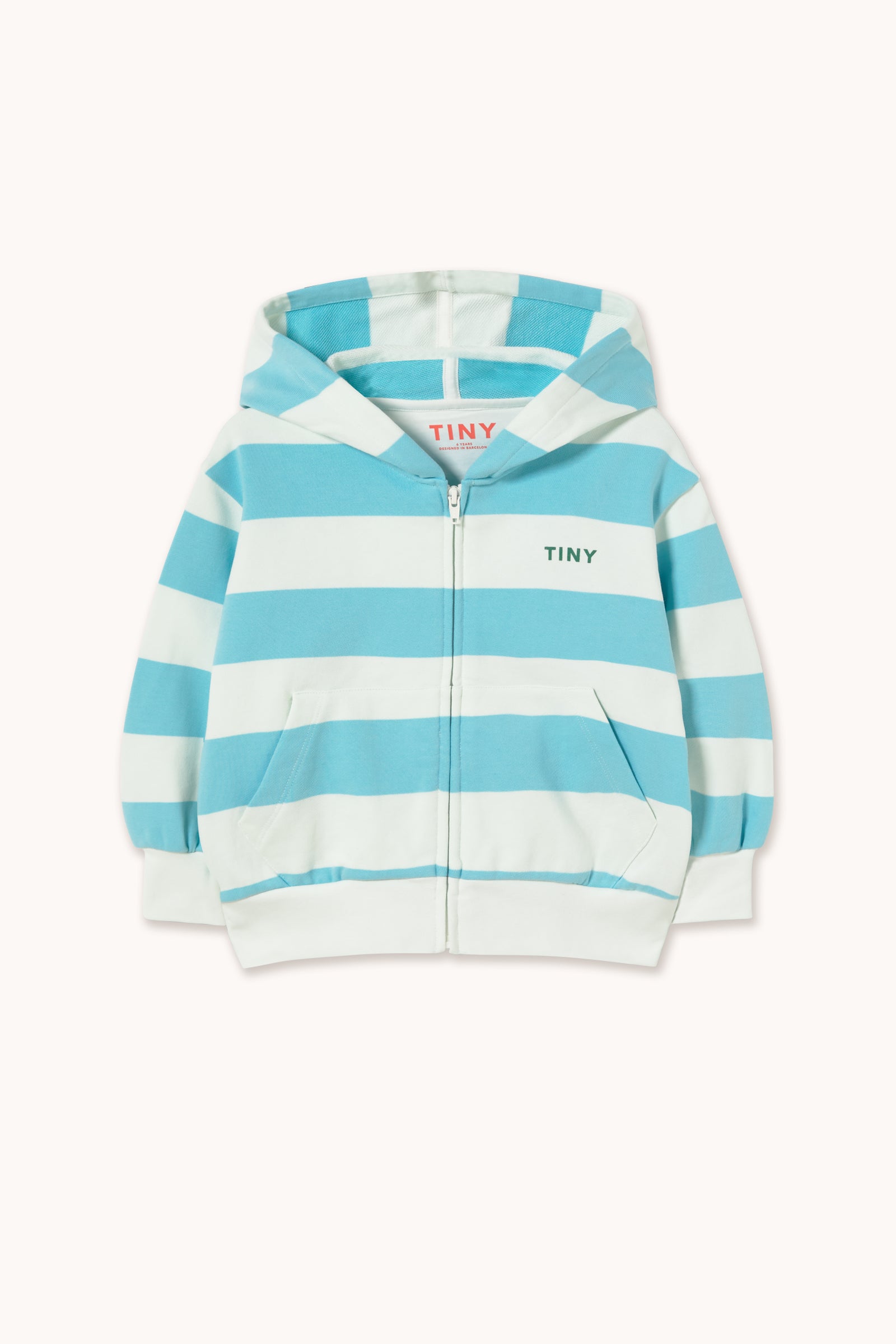 SUDADERA CON CAPUCHA RAYAS CIAN light cyan