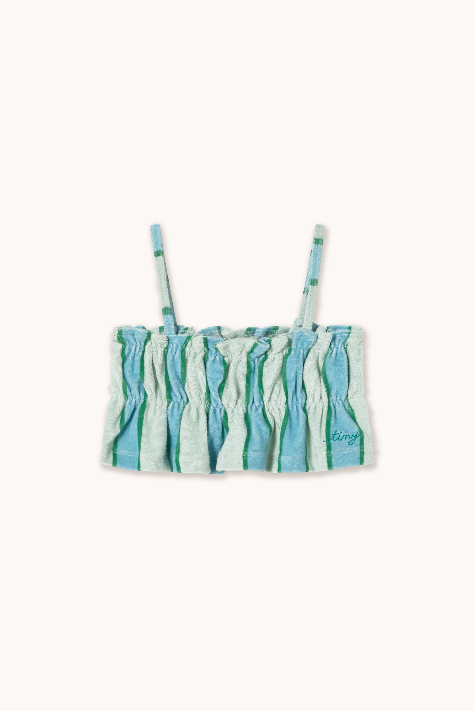 RETRO STRIPES BLUE TOWEL TOP pale mint