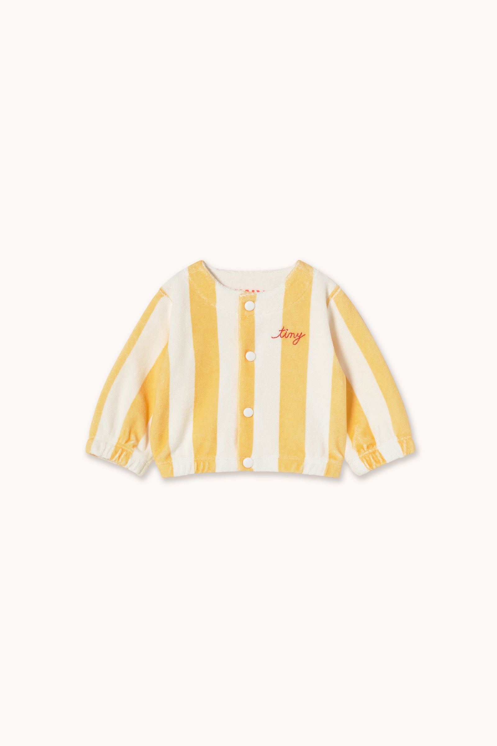 YELLOW STRIPES TOWEL BABY JACKET soft yellow