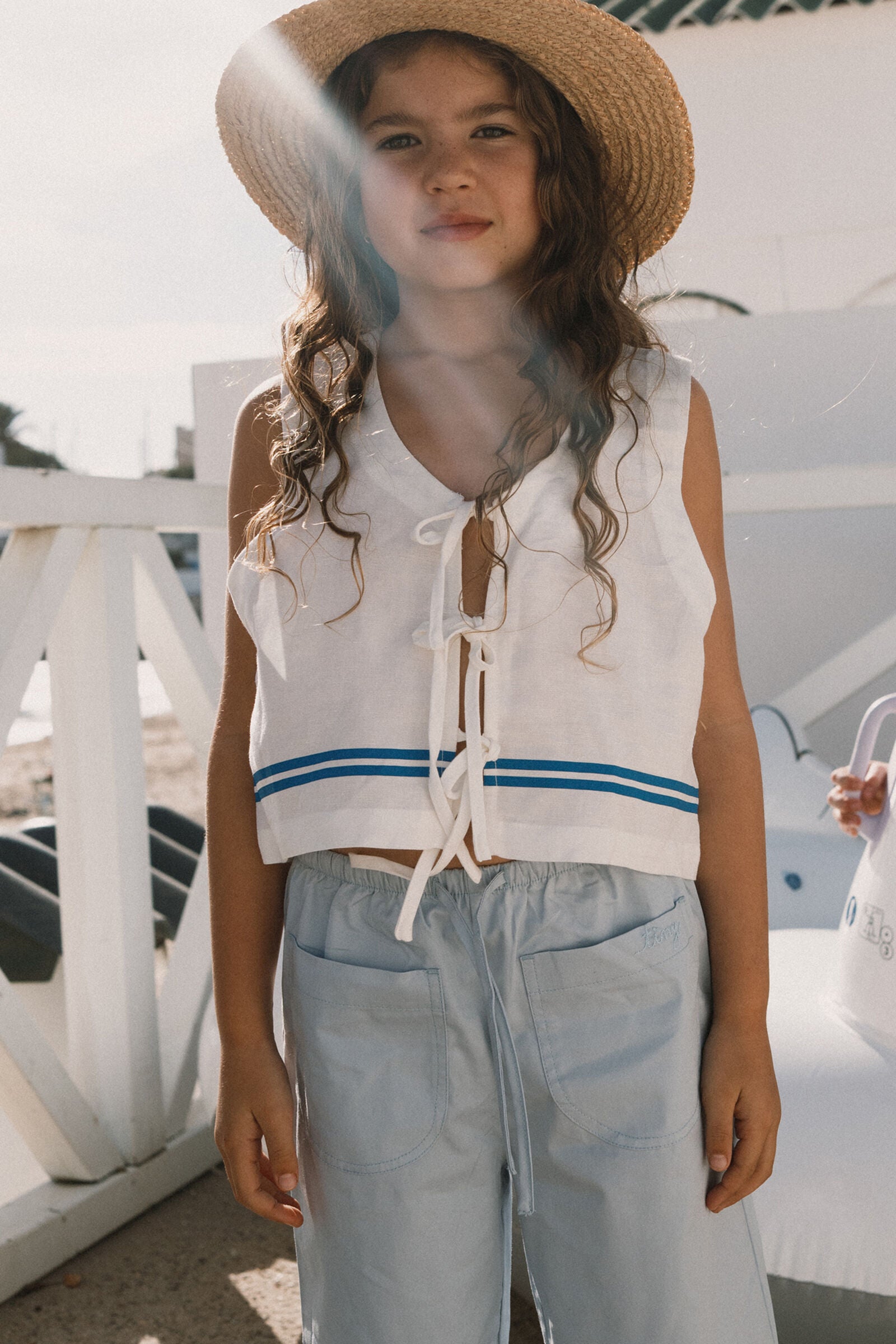 STRIPES WOVEN VEST off-white