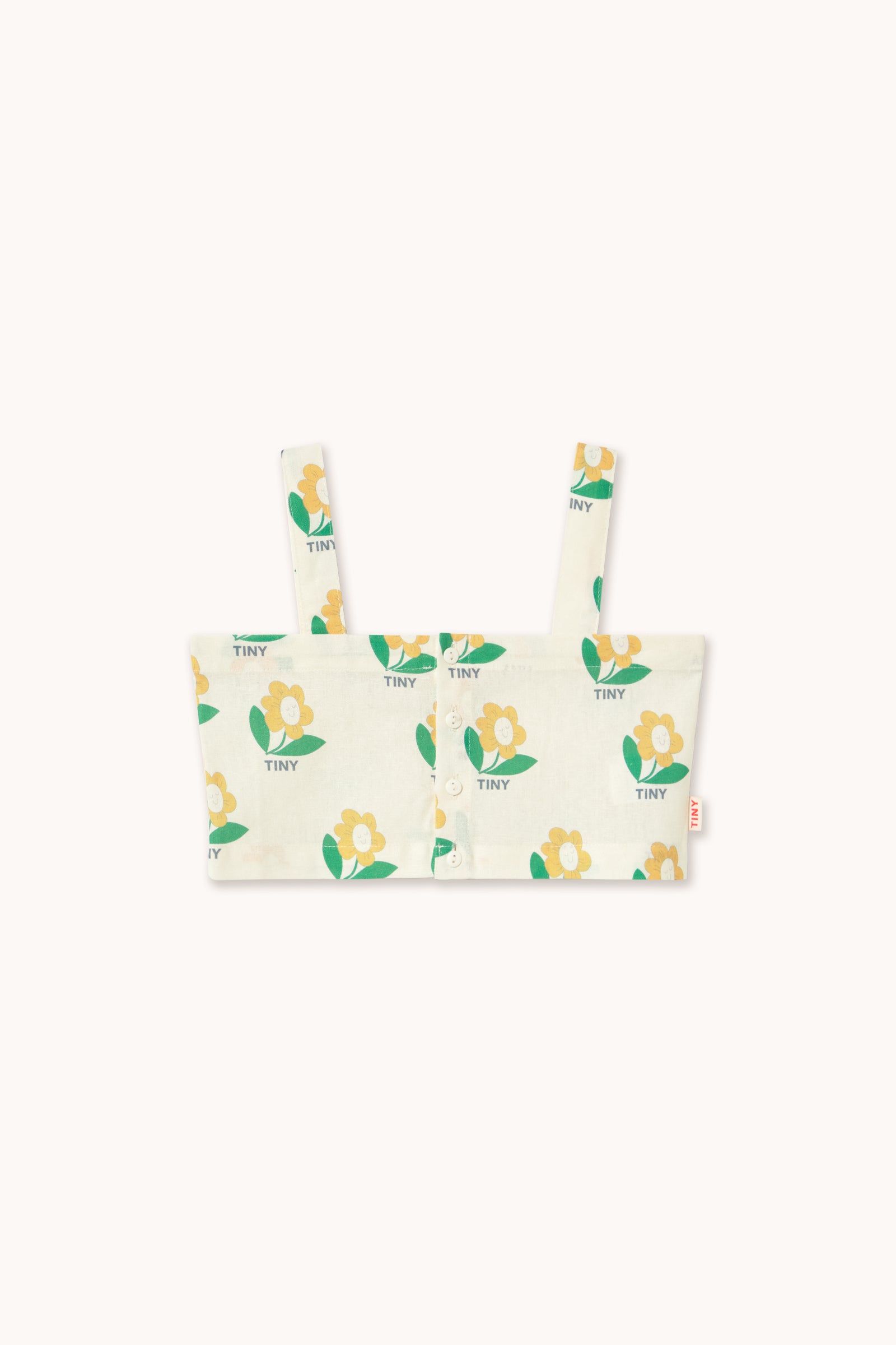 TINY FLOWER LINEN CROP TOP off-white