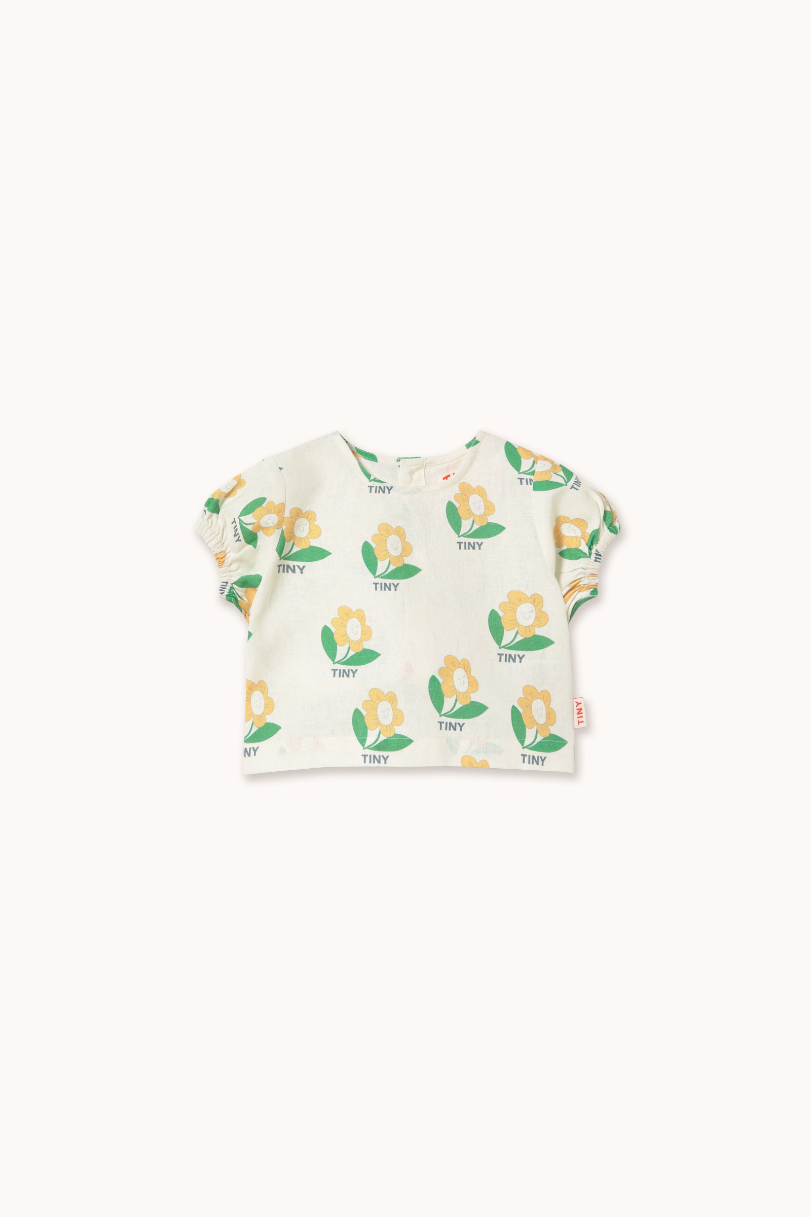 TINY FLOWER LINEN BABY SHIRT off-white