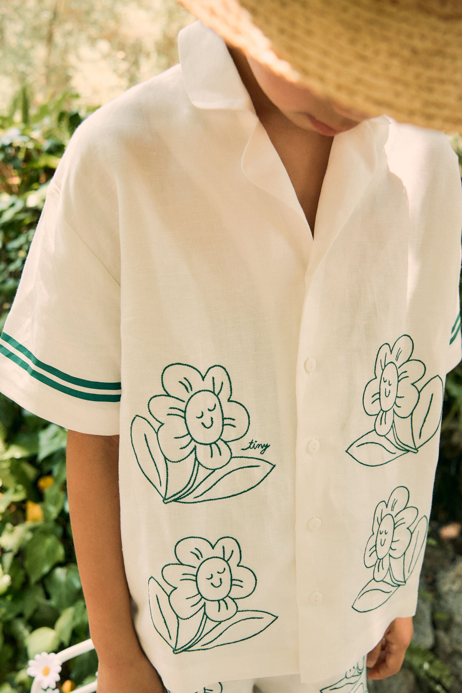 DAISIES LINEN SHIRT off-white
