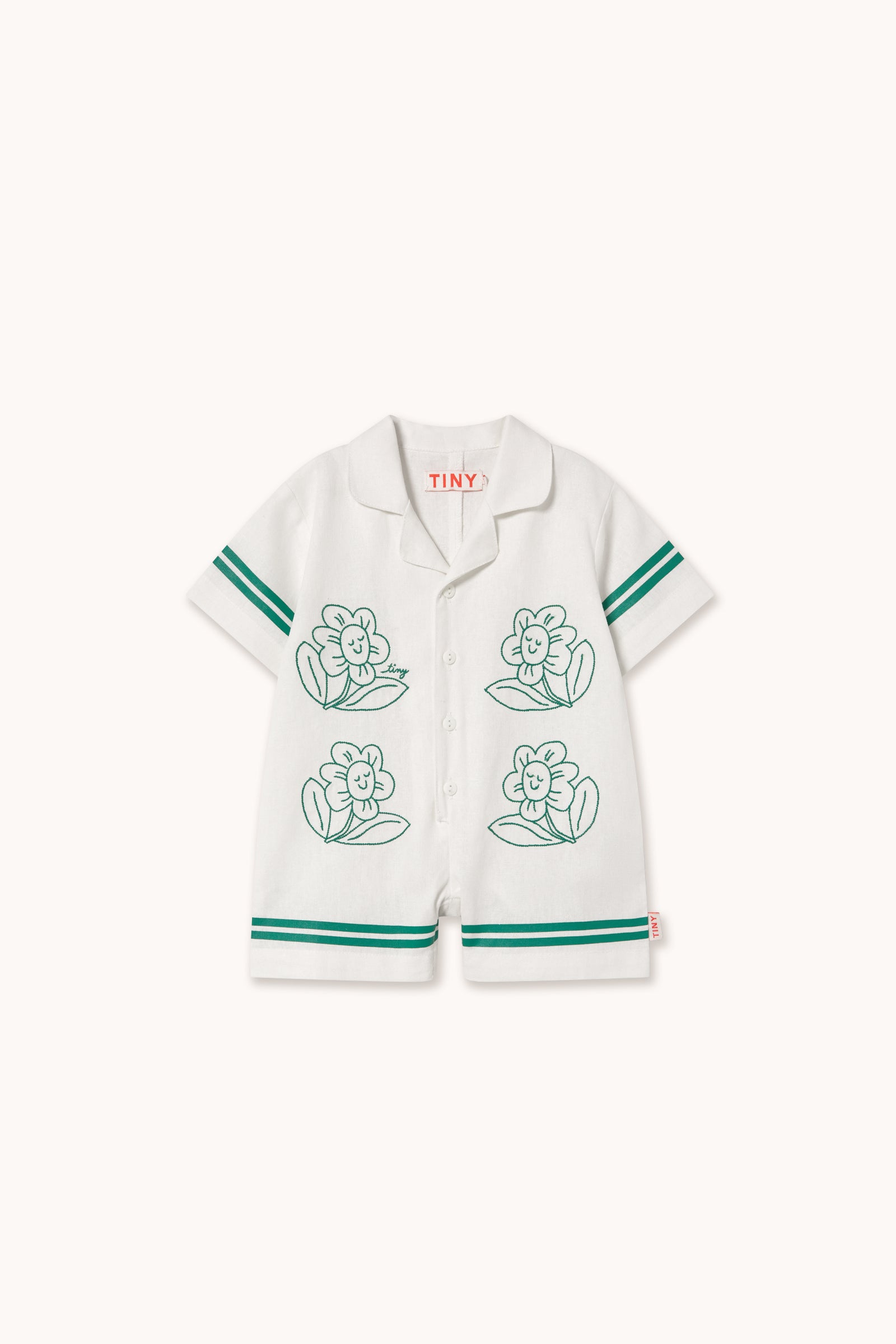 DAISIES LINEN BABY ONE-PIECE off-white