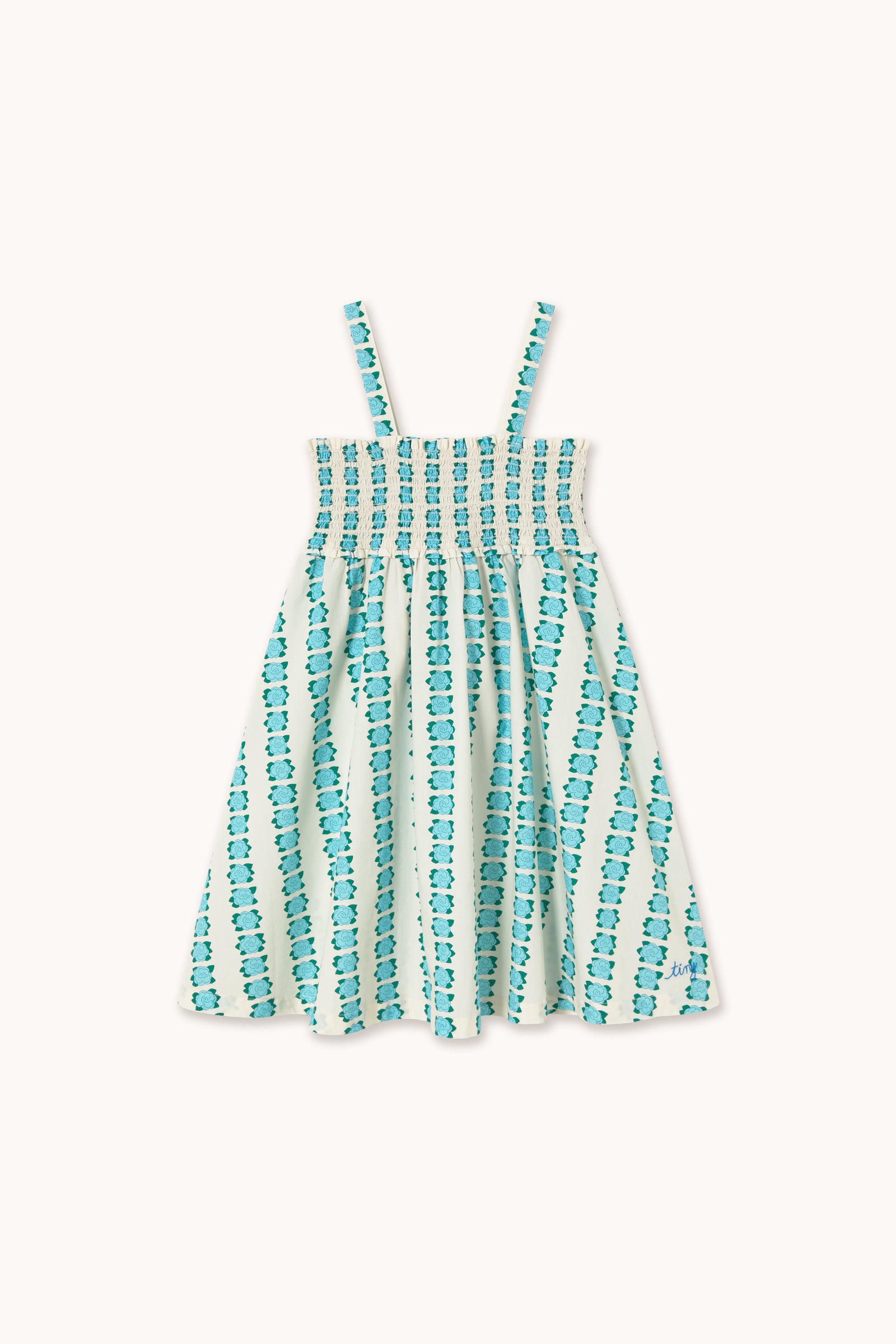 BLUE FLOWERS STRAP DRESS off-white