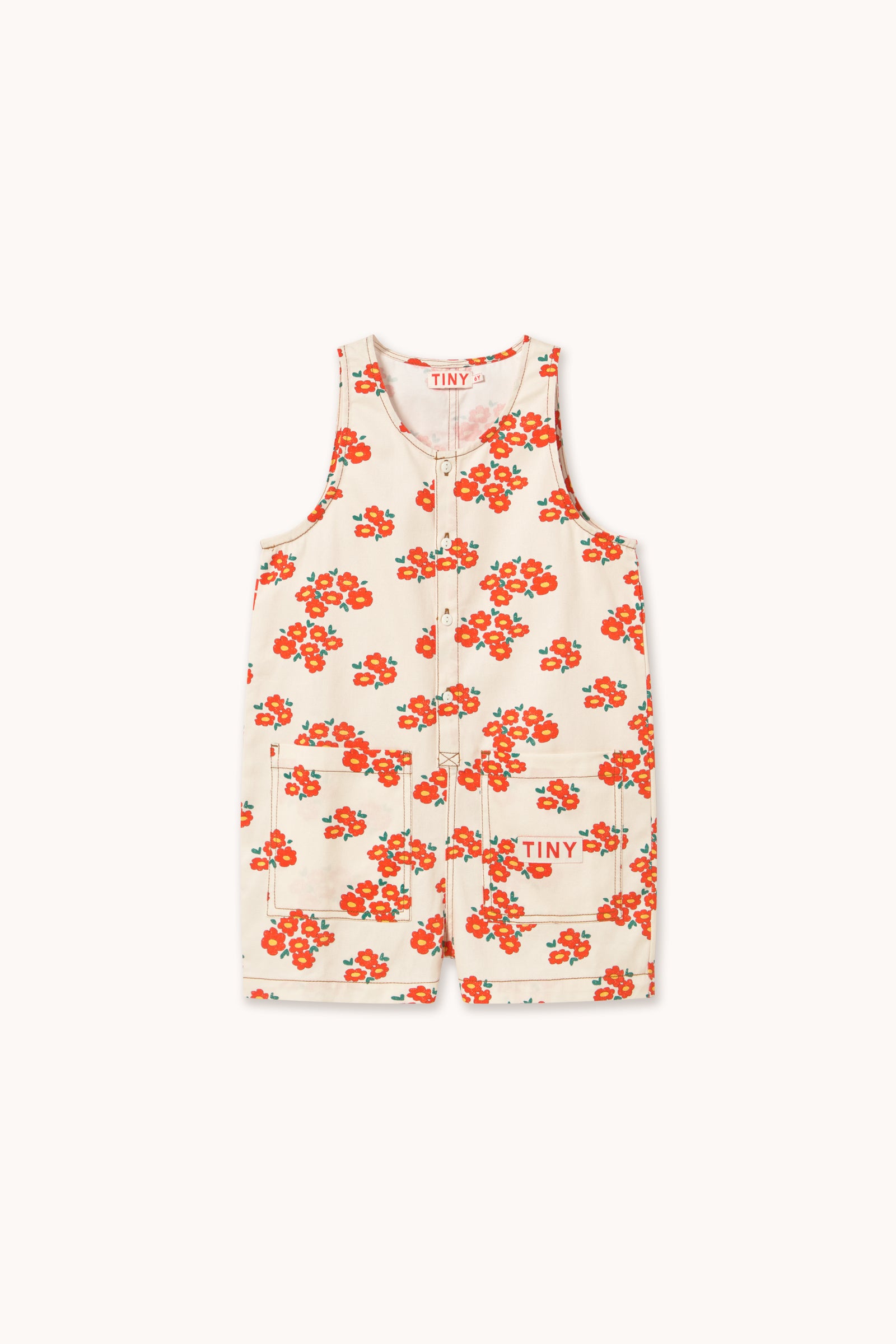 BLOSSOMS TWILL SHORT ONE-PIECE off-white