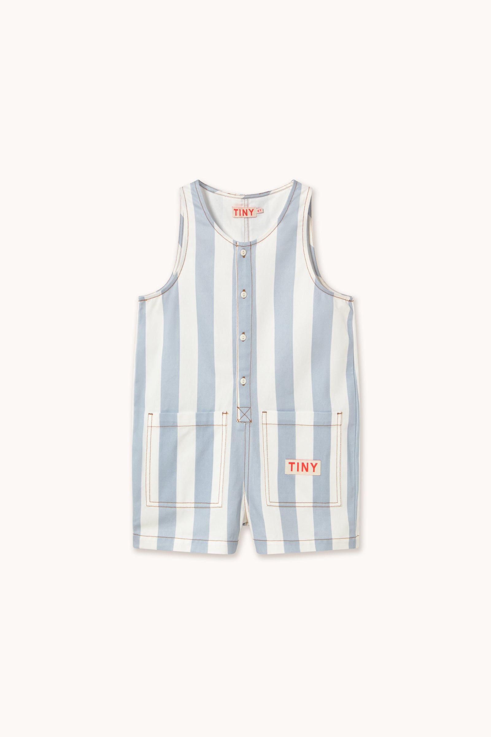 STRIPES TWILL SHORT ONE-PIECE washed blue