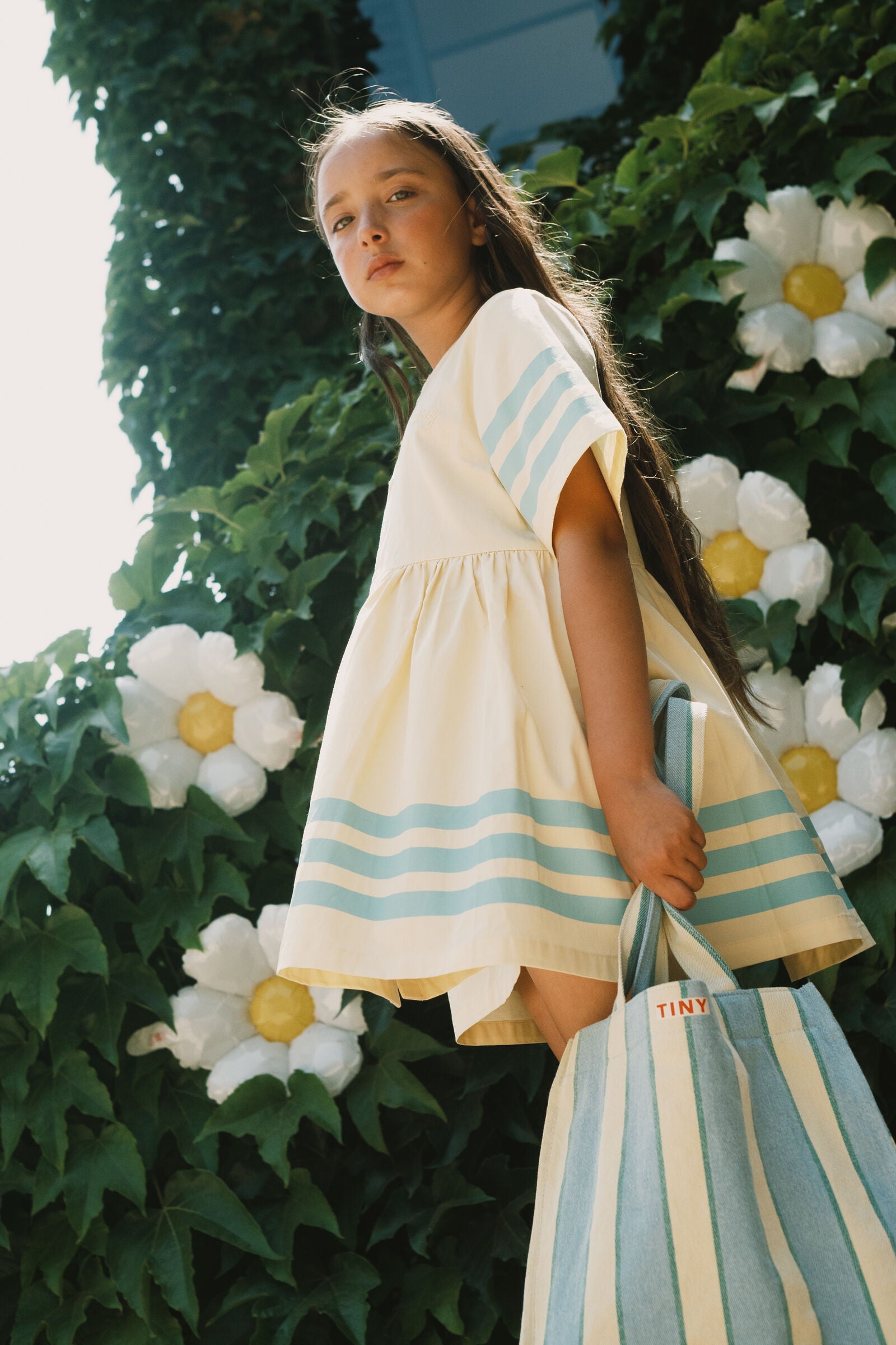 STRIPES TWILL DRESS dusty yellow