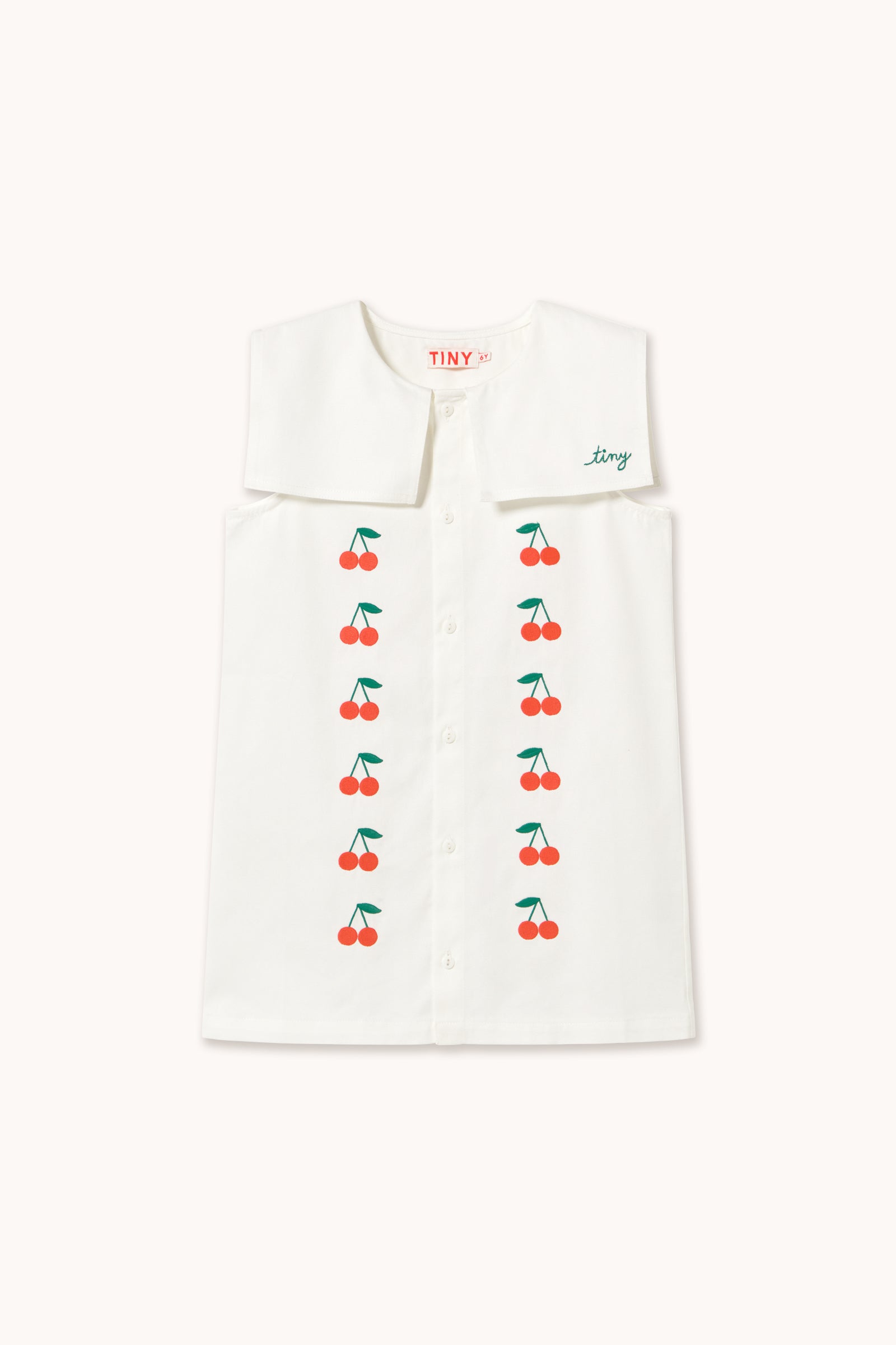 MINI CHERRIES TWILL DRESS off-white