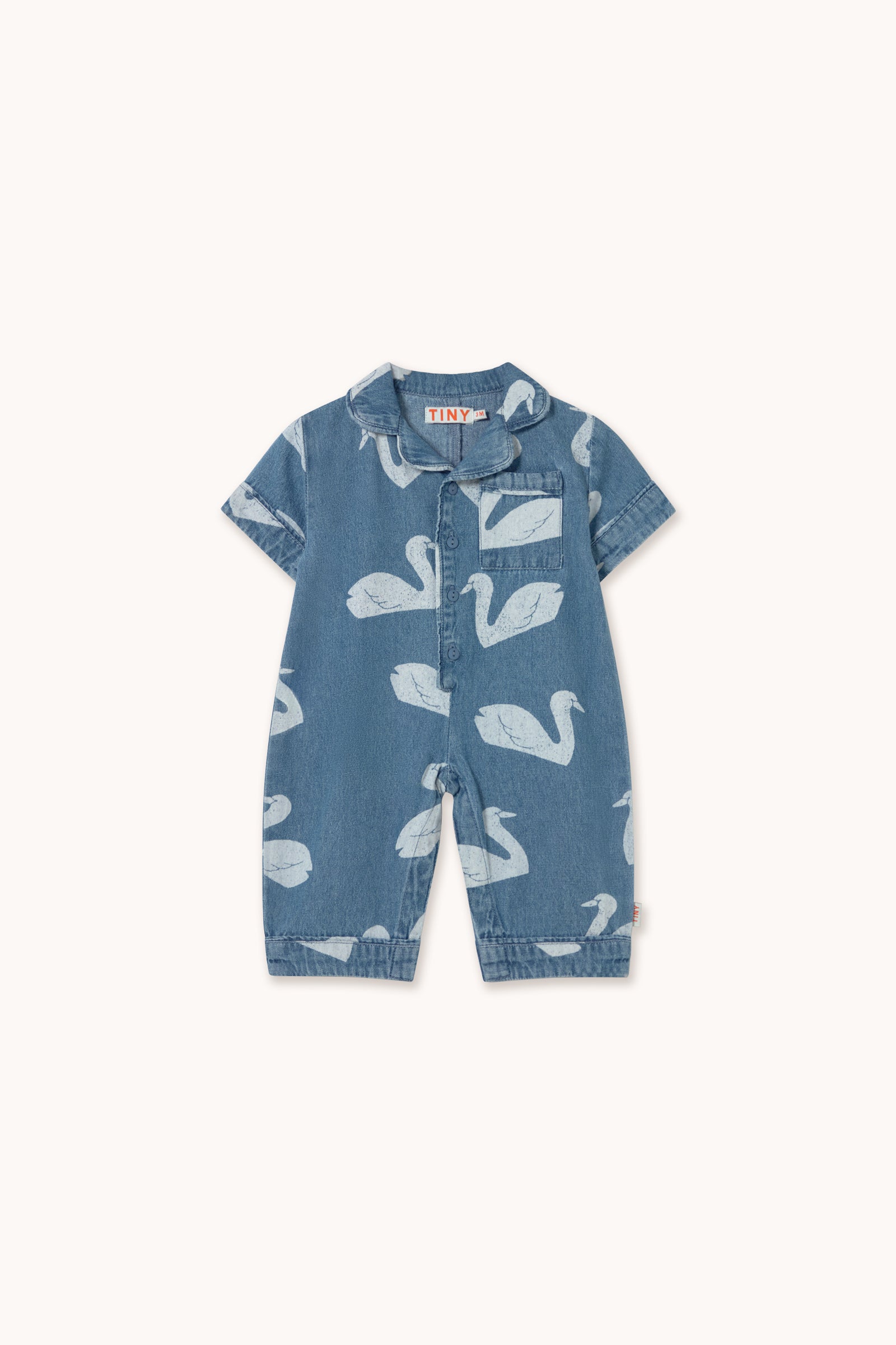 BIG SWANS BABY ONE-PIECE medium wash denim