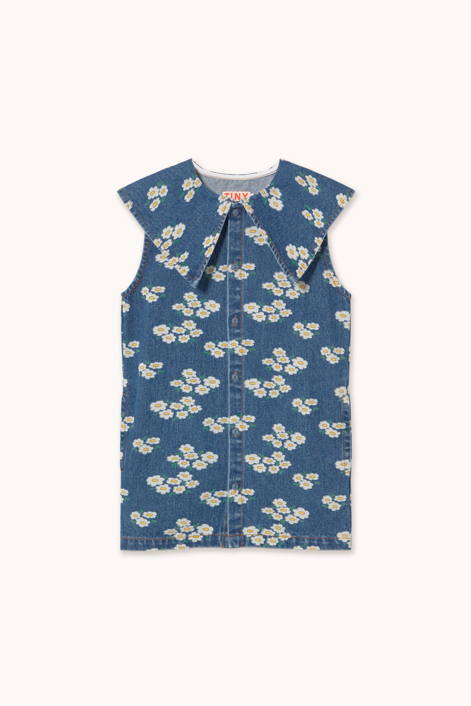 BLOSSOMS DENIM DRESS medium wash denim