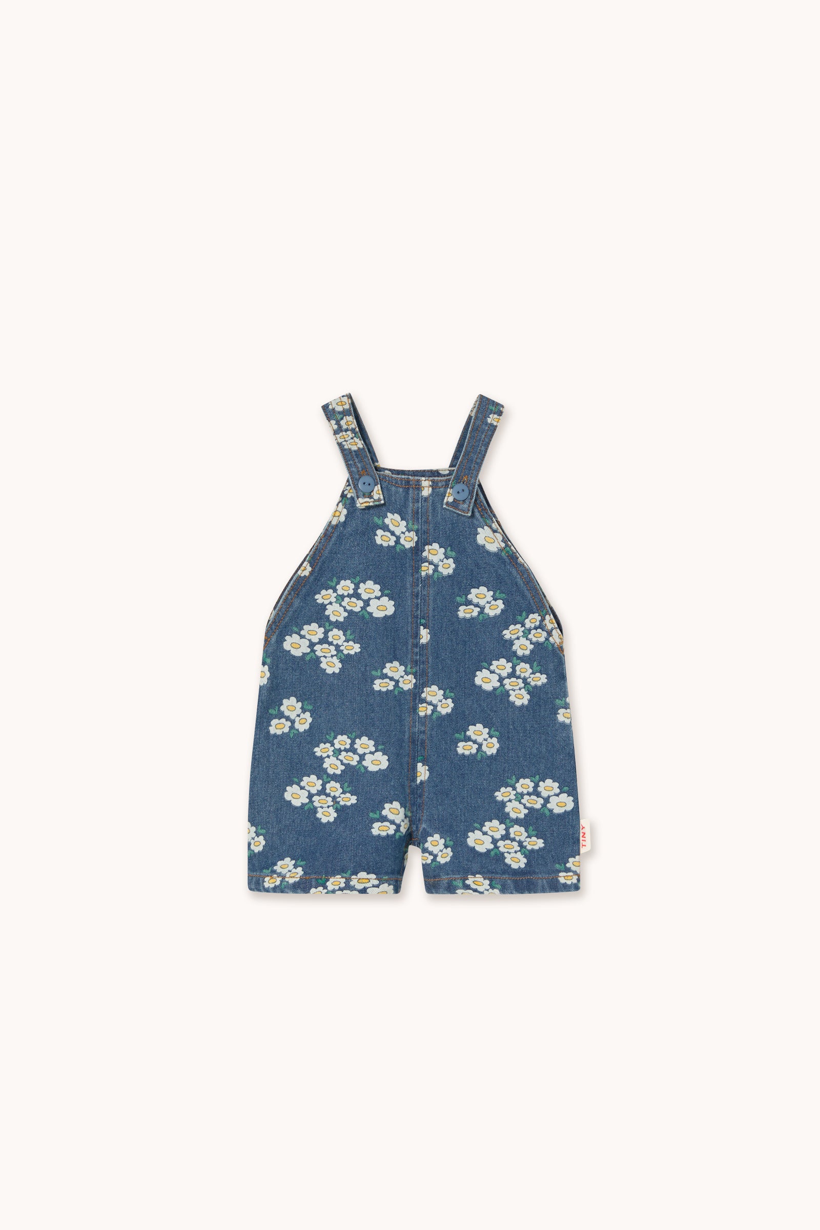 BLOSSOMS DENIM SHORT DUNGAREE medium wash denim