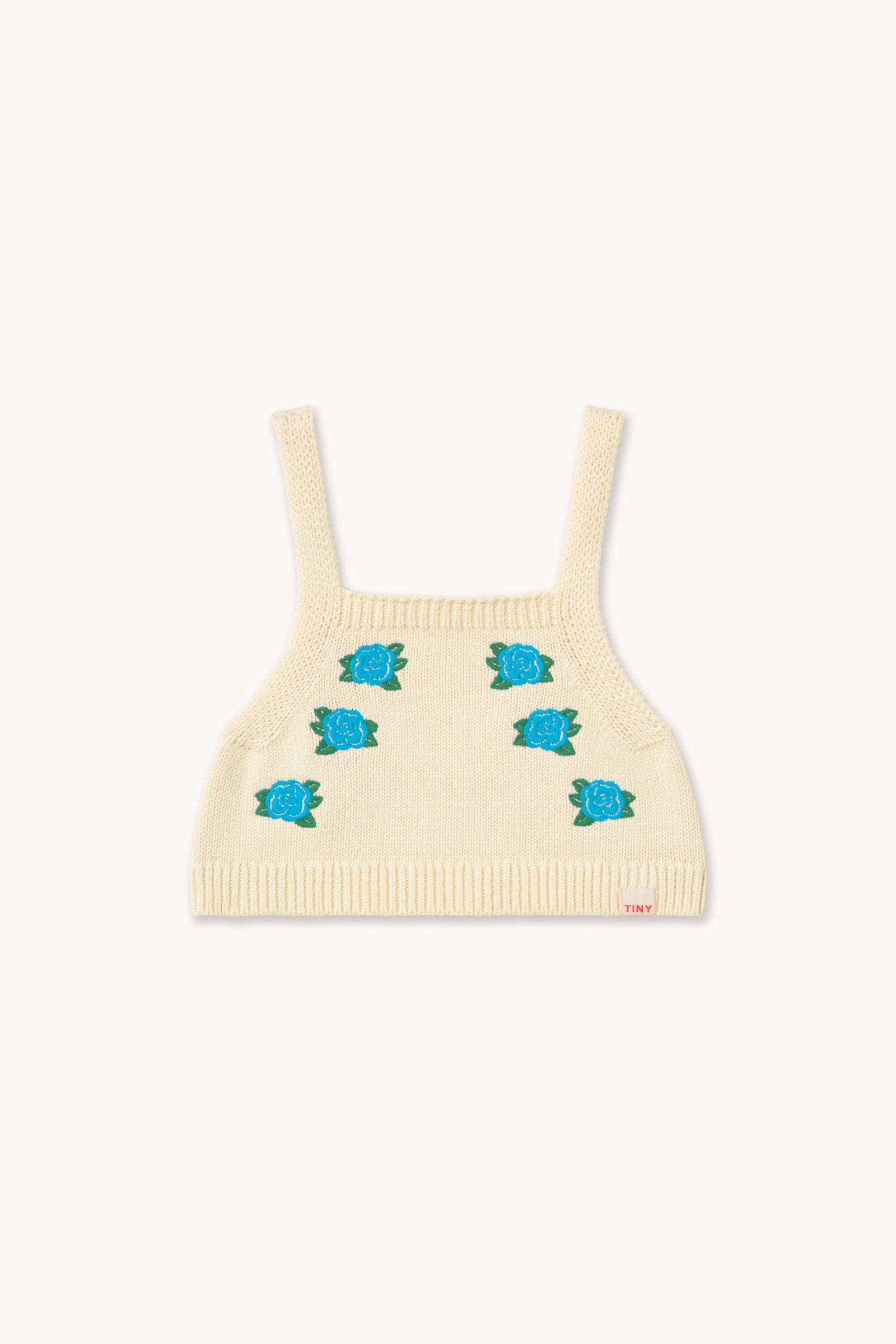 FLOWERS KNITTED CROP TOP light cream