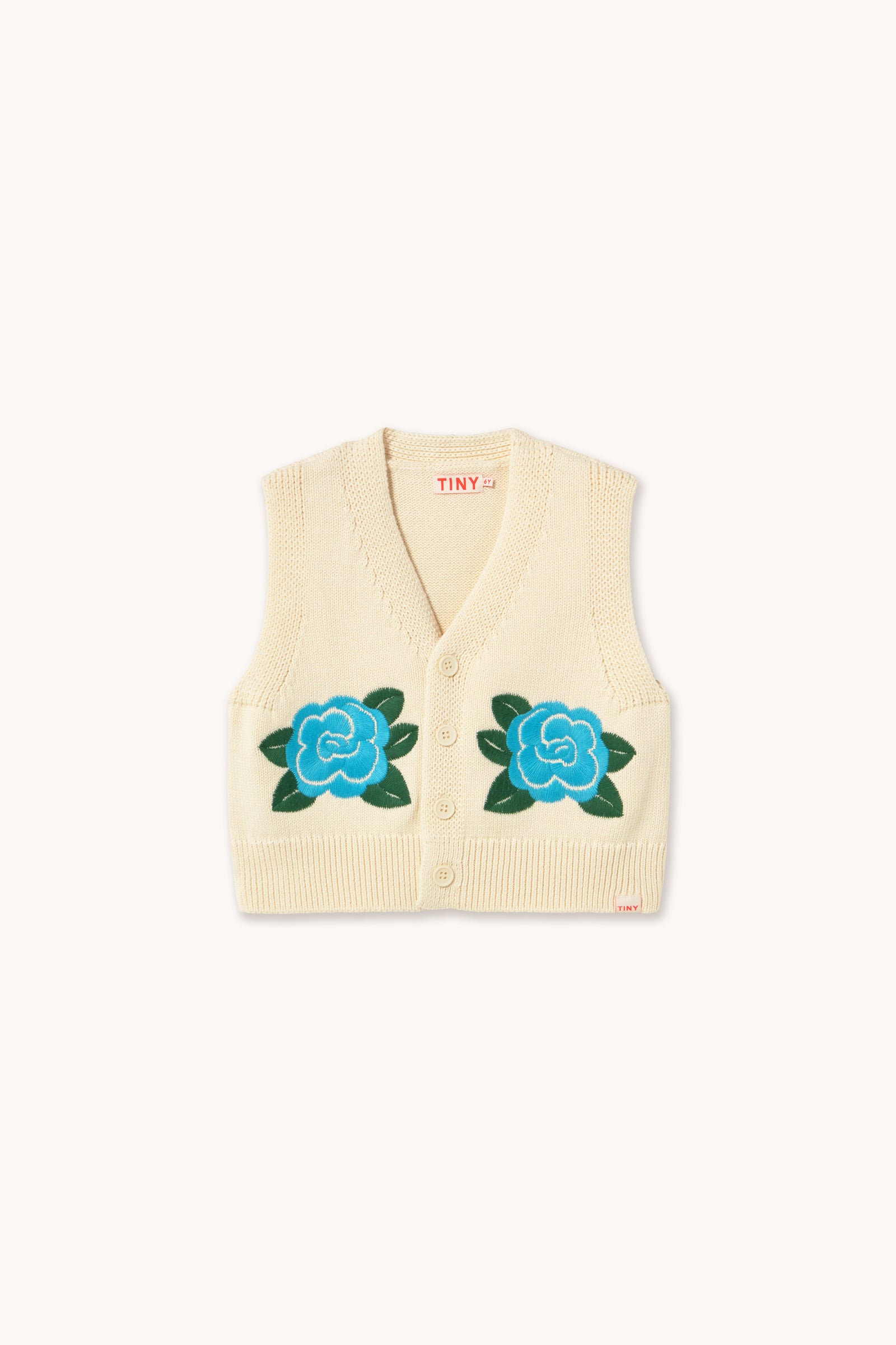 FLOWERS KNITTED VEST light cream