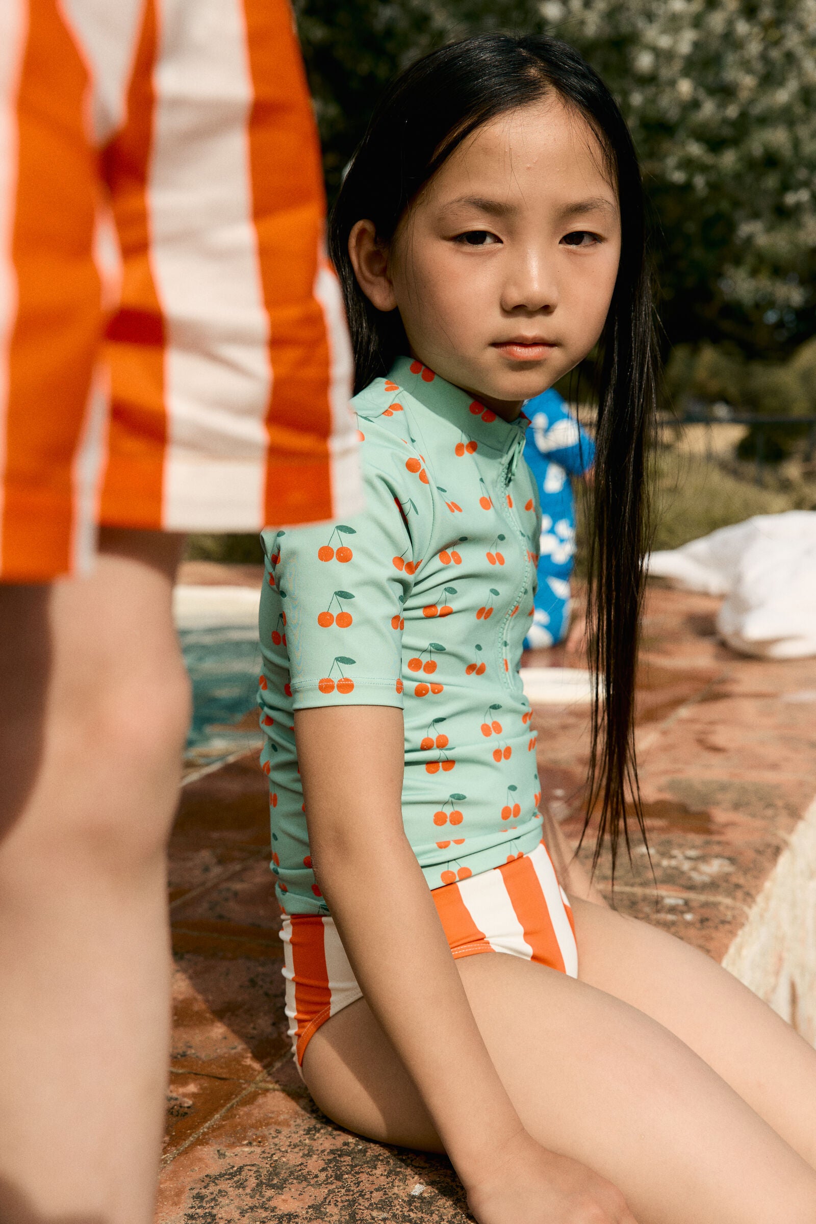 CHERRIES SWIM TEE washed emerald