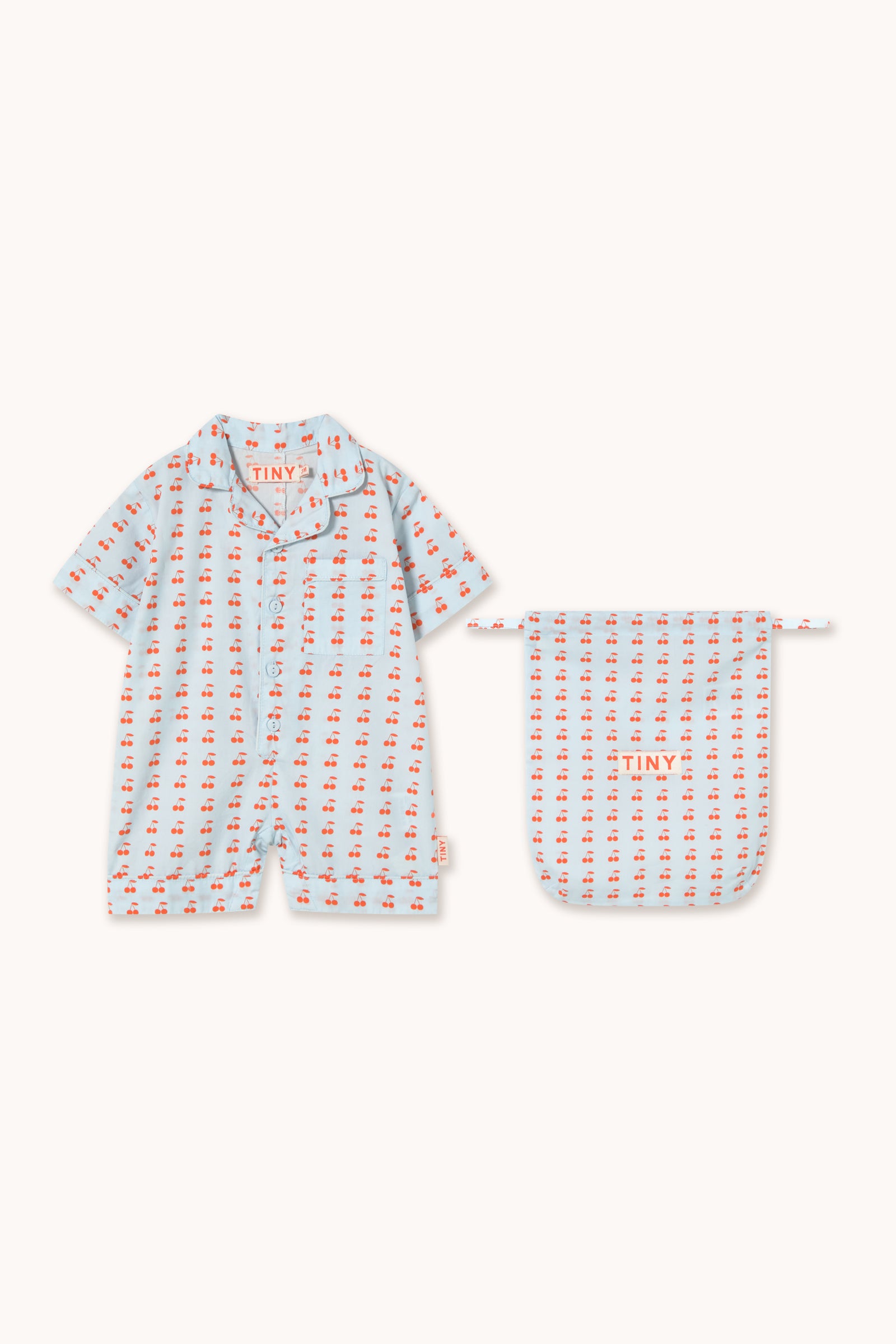 CHERRIES BABY ONE-PIECE ice blue