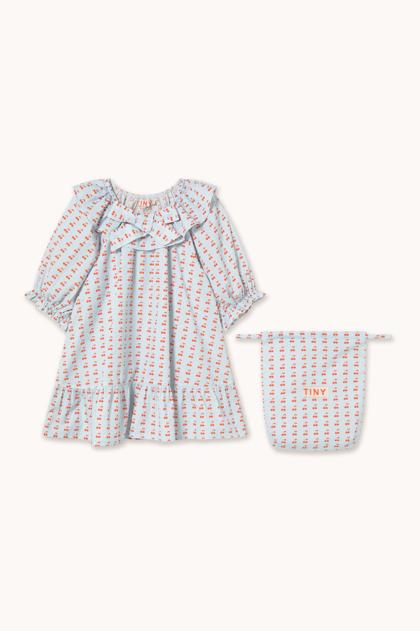 MINI CHERRIES NIGHTGOWN DRESS ice blue