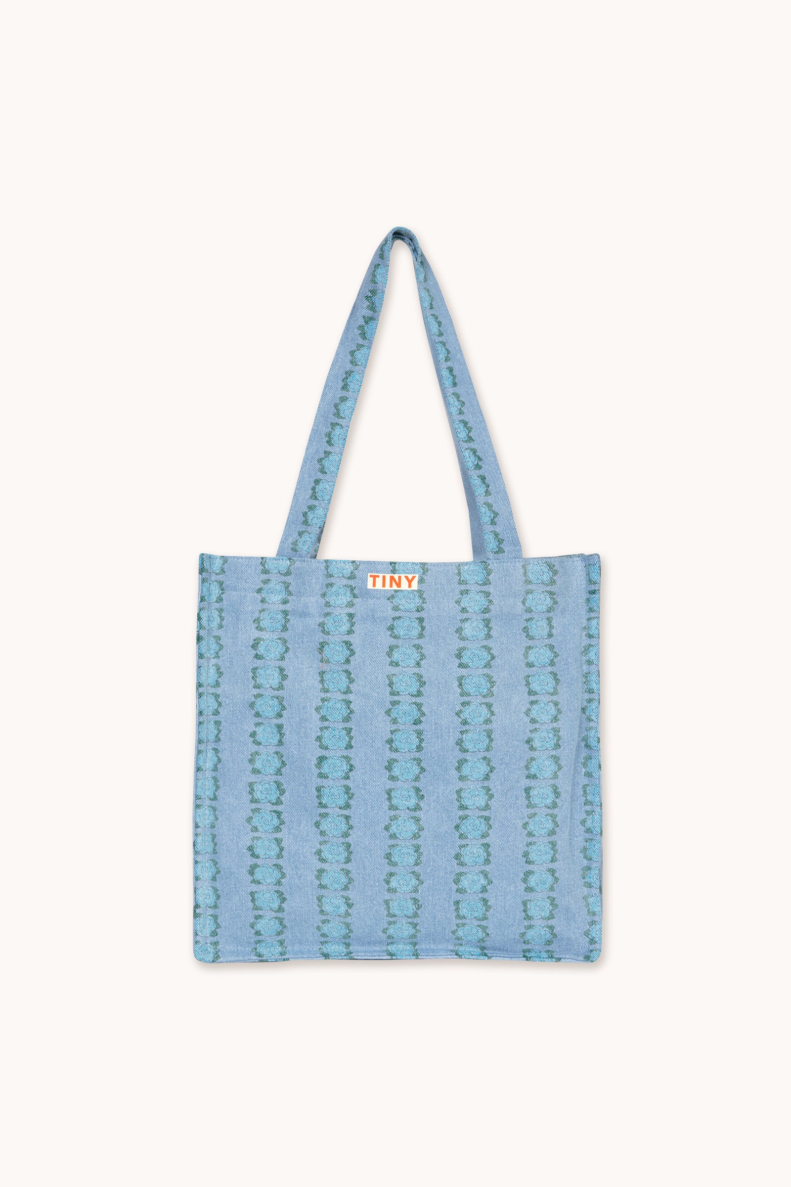BLUE FLOWERS TOTE BAG light wash denim