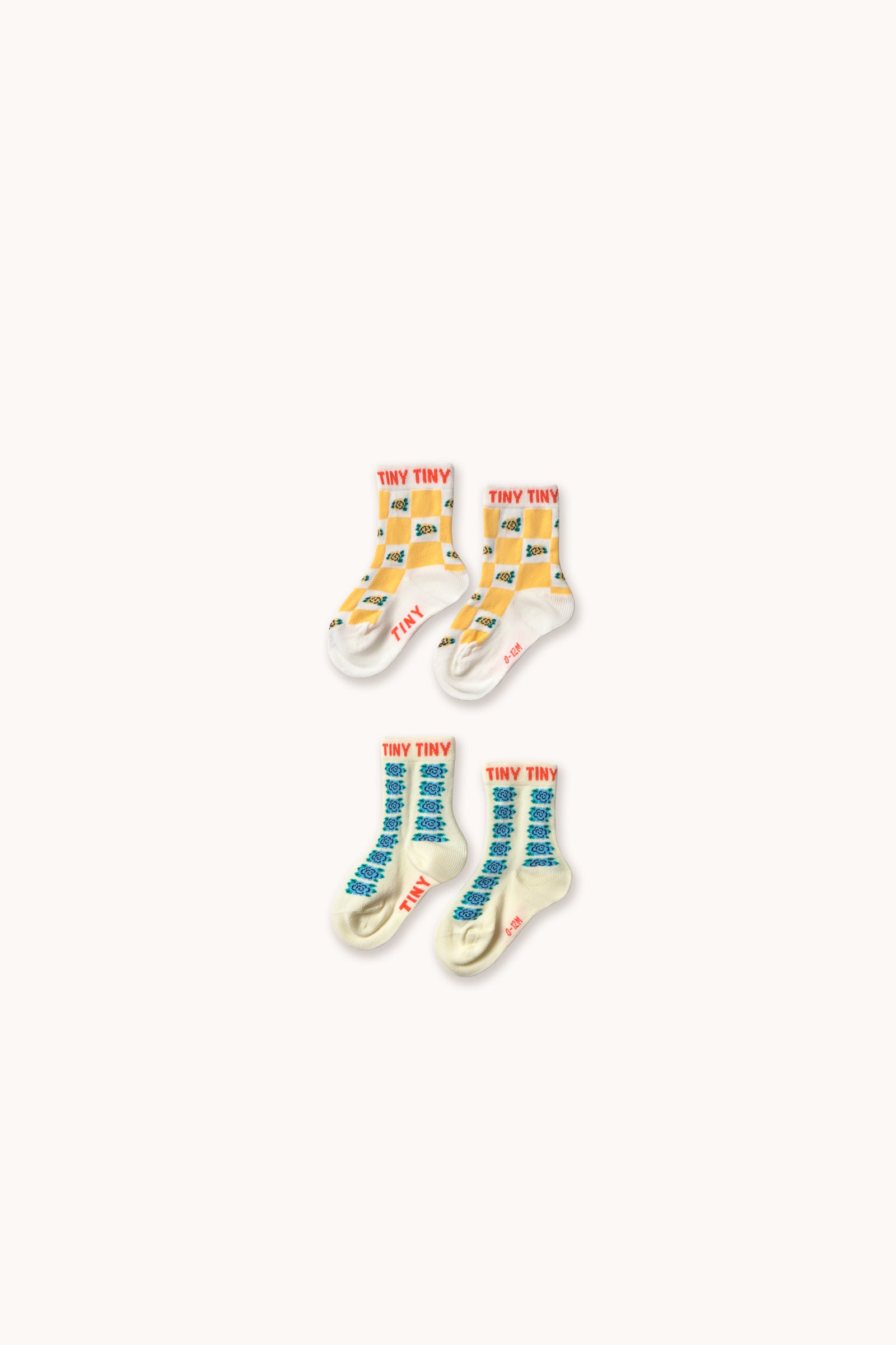 FLOWERS MEDIUM SOCKS dusty yellow/off white
