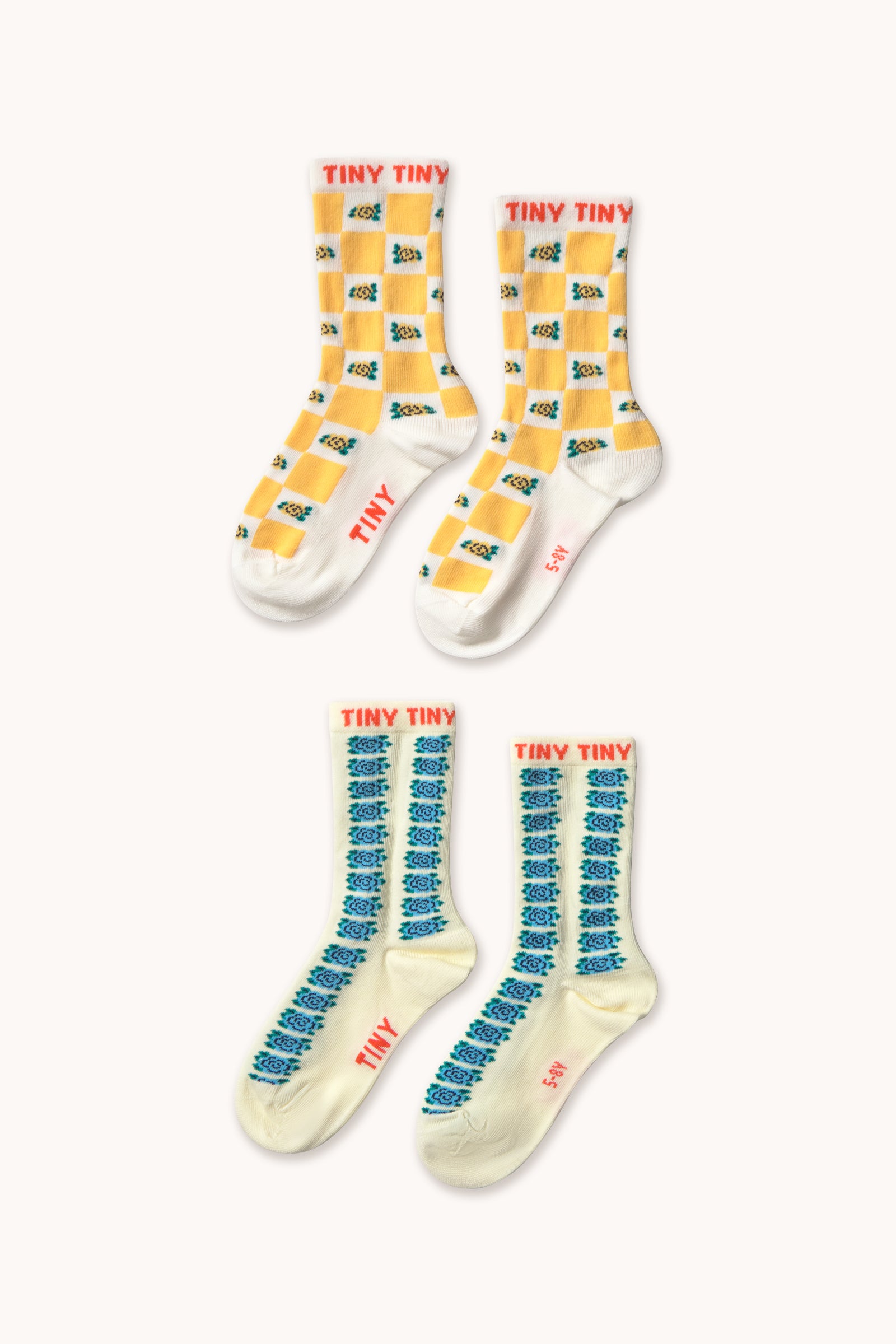 FLOWERS MEDIUM SOCKS dusty yellow/off white