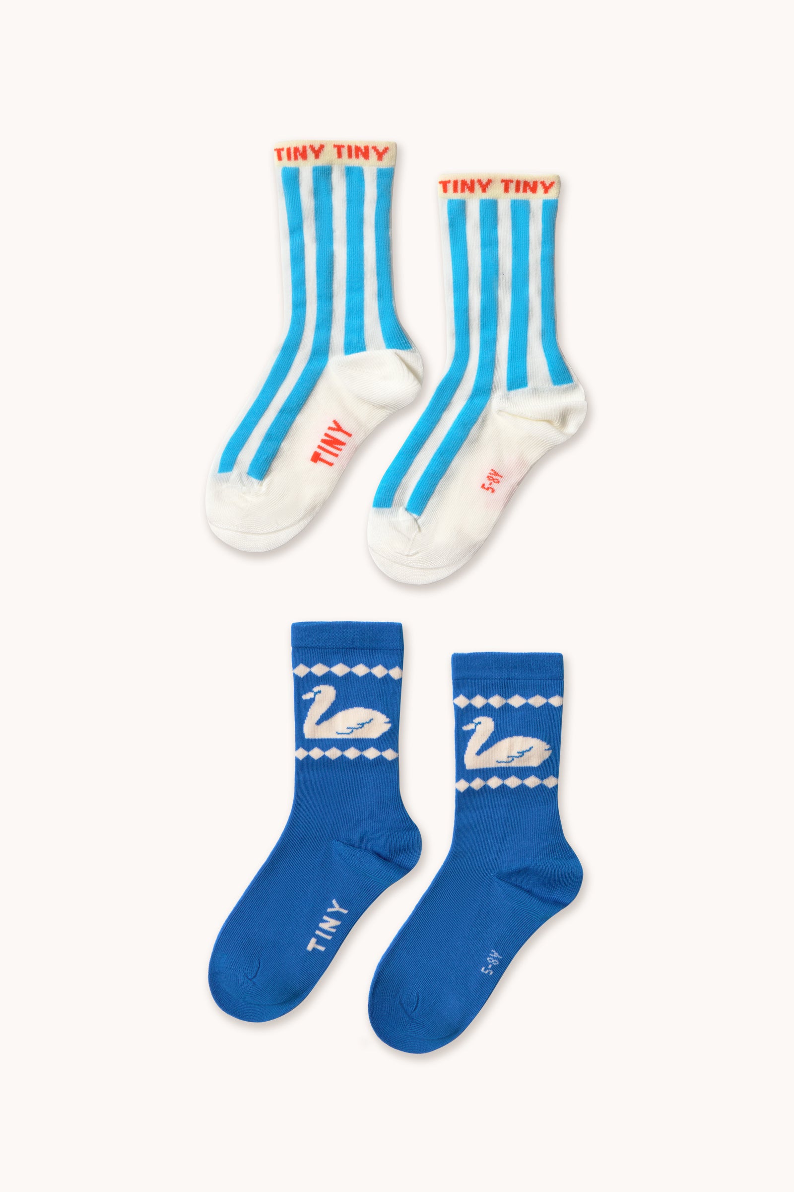 BLUE STRIPES & SWAN MEDIUM SOCKS blue/off white