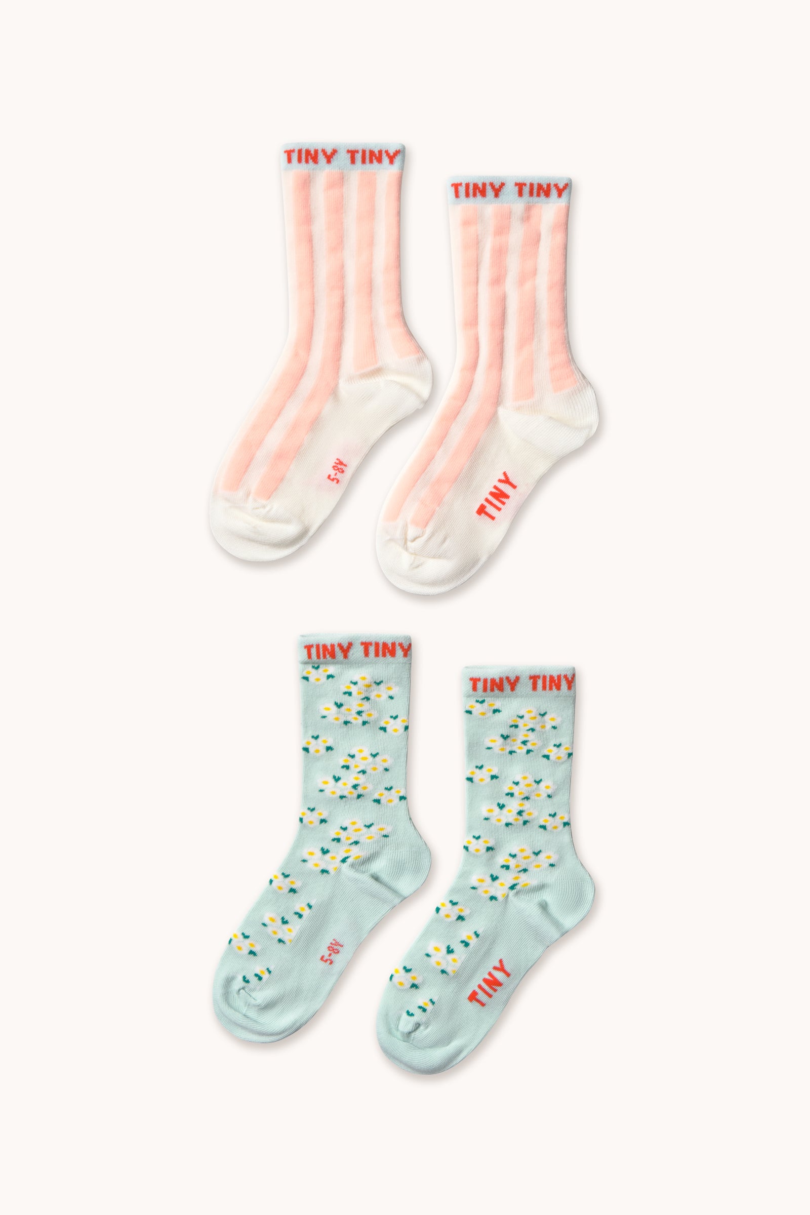 CALCETINES MEDIANOS RAYAS ROSAS & BLOSSOM pale mint/off white