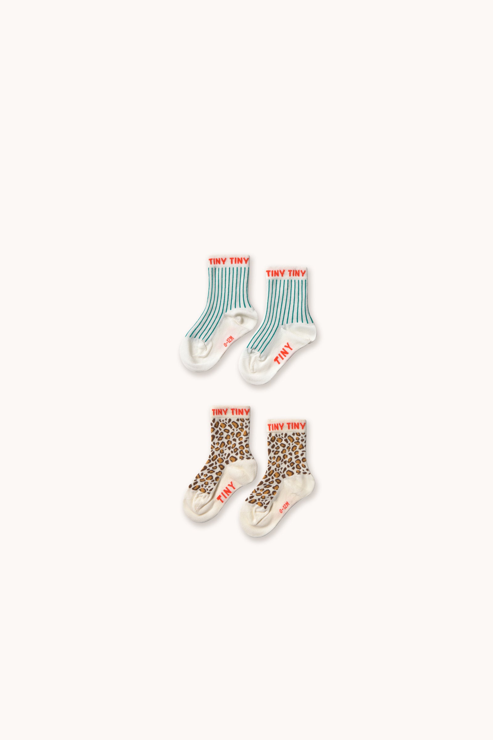 ANIMAL PRINT & FINE STRIPES MEDIUM SOCKS light cream/off white