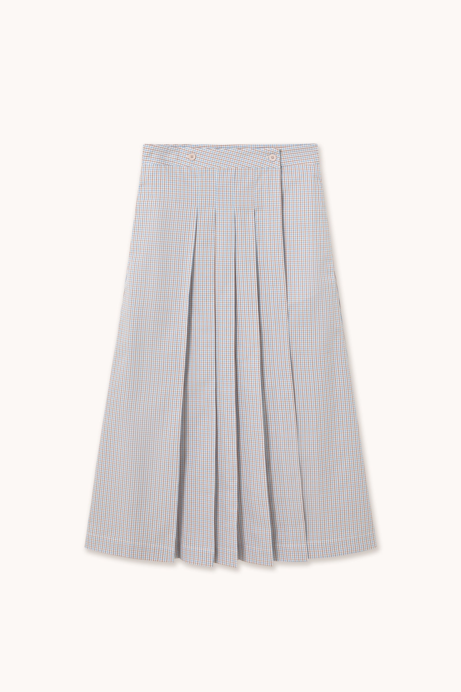 SMALL CHECK WRAP SKIRT blue-grey/almond