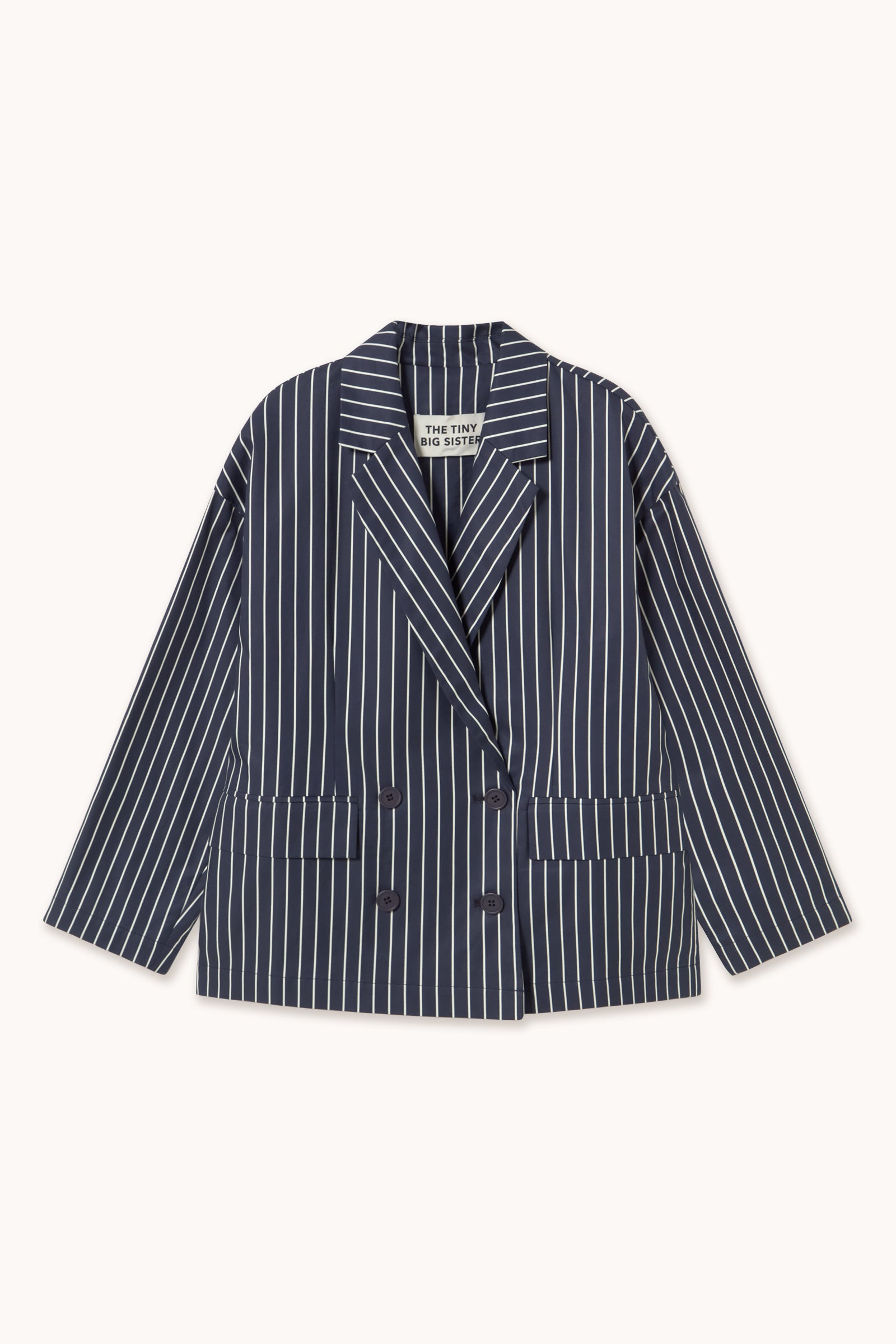STRIPED TWILL BLAZER navy