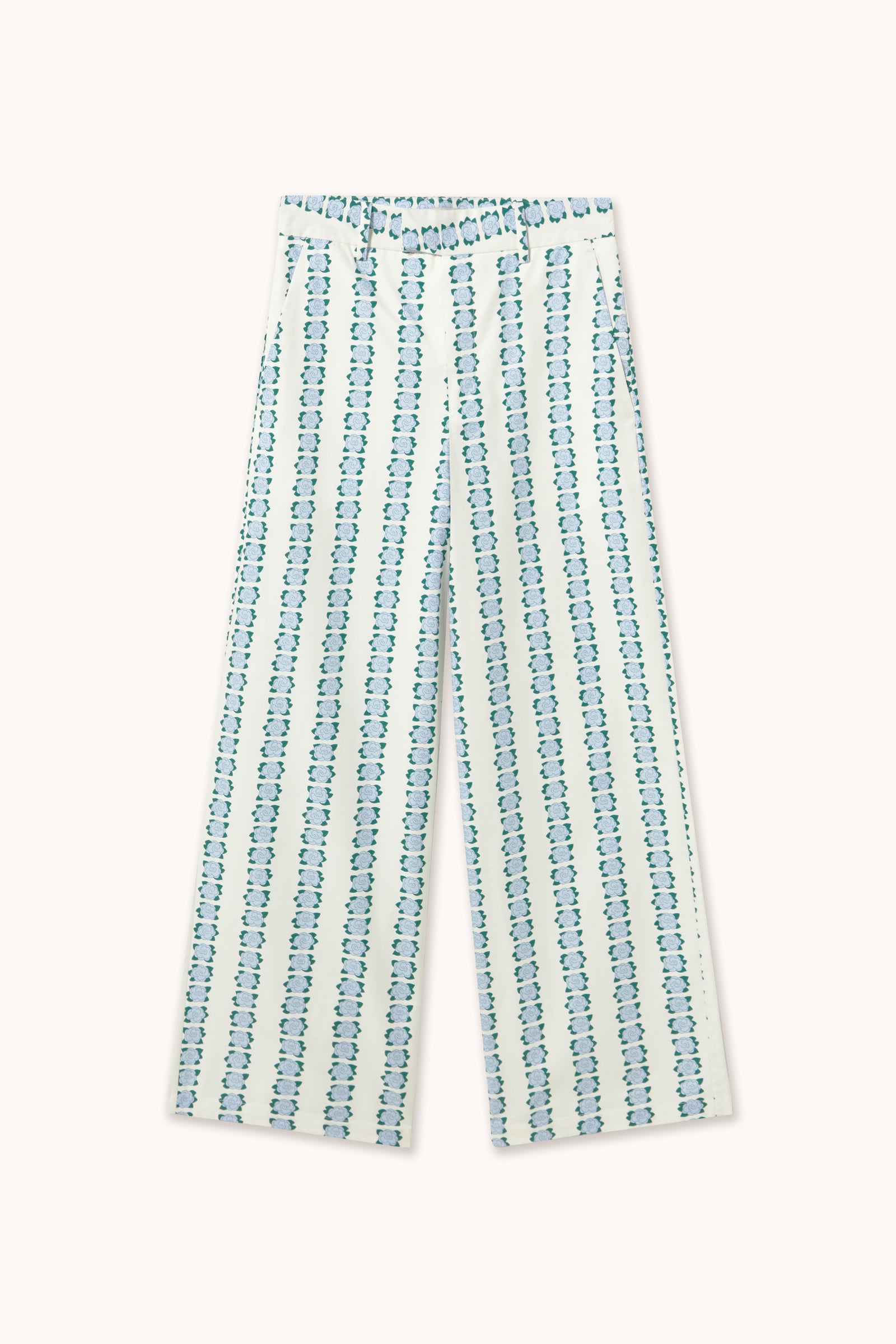FLOWERS TWILL PANTS off-white