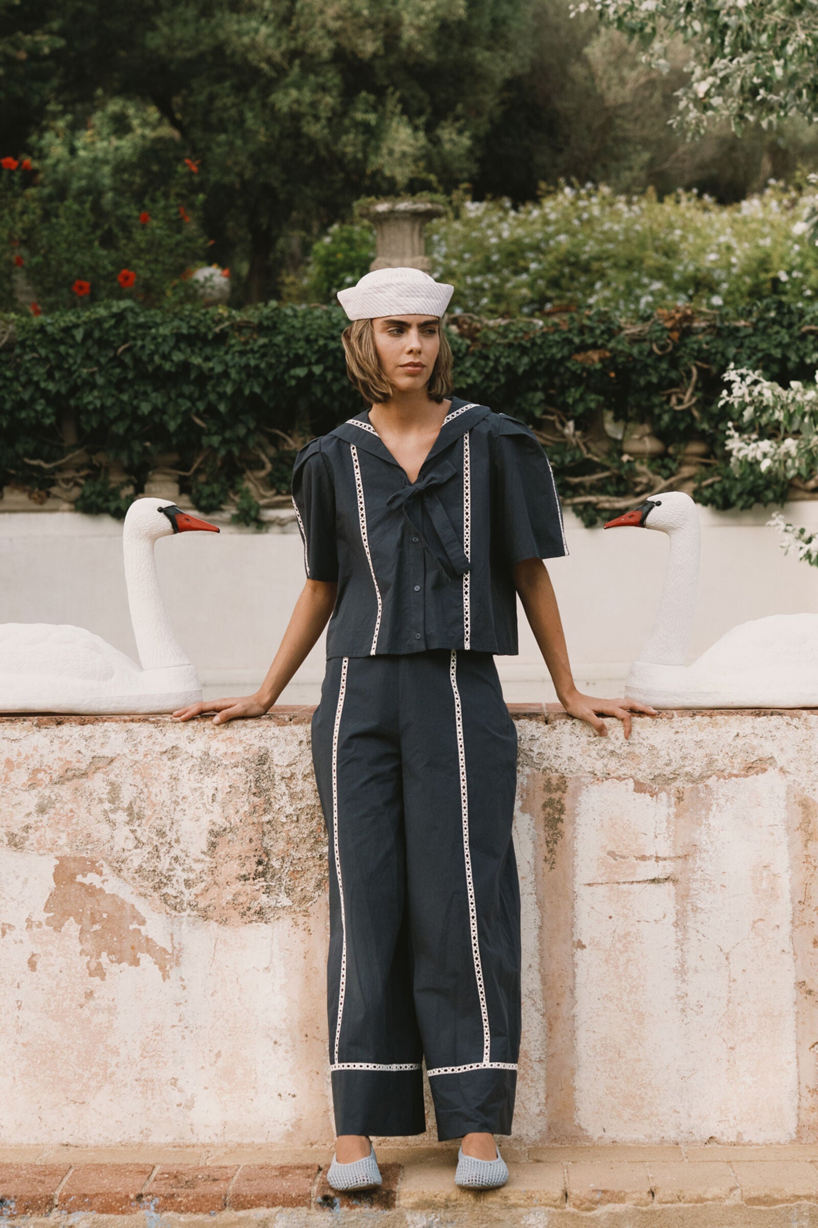 SAILOR NECK BLOUSE navy