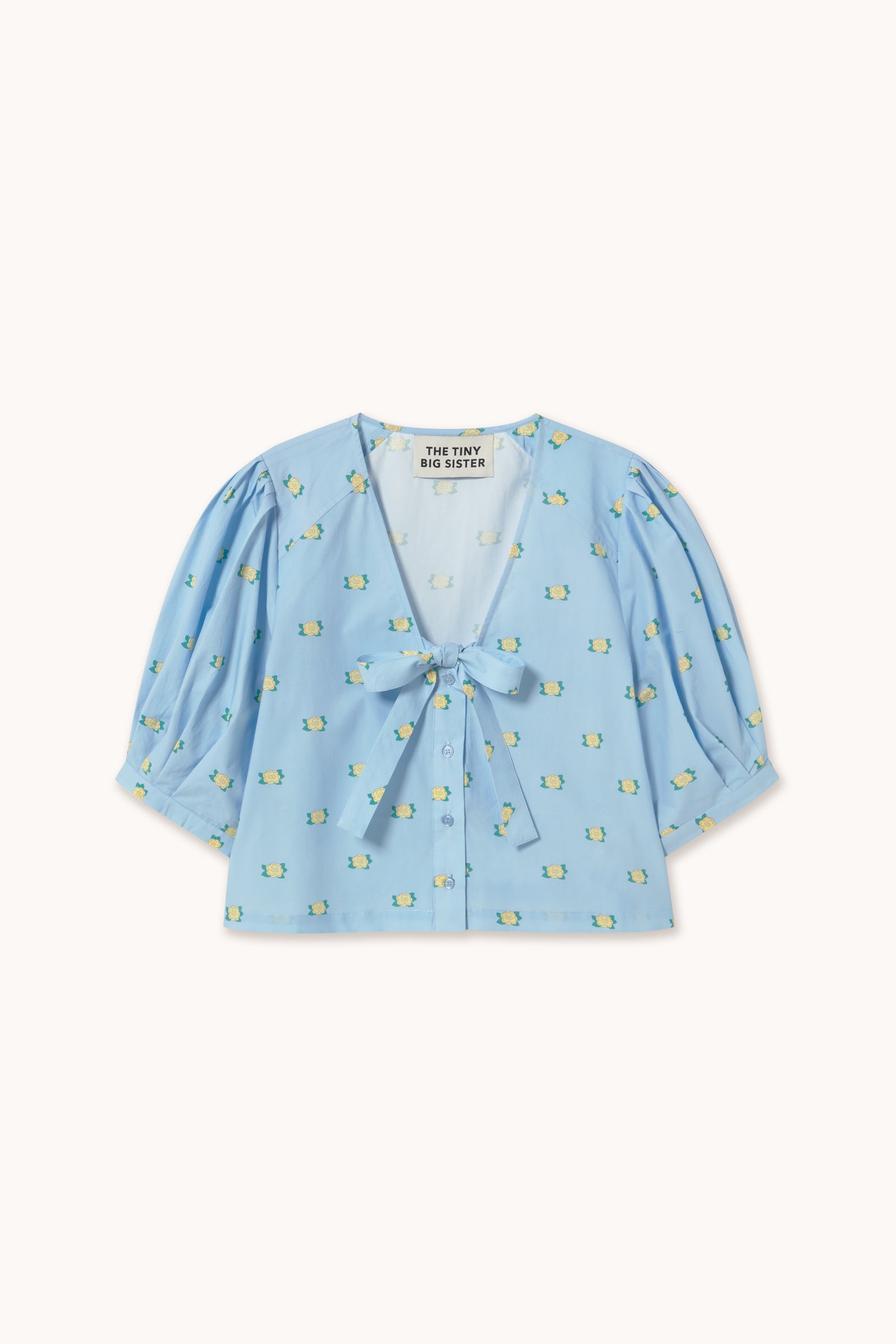 FLOWERS BOW BLOUSE pretty blue
