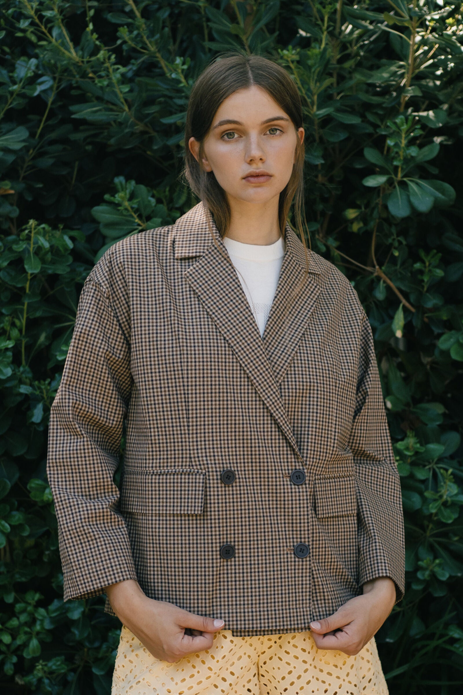 MINI CHECK BLAZER caramel