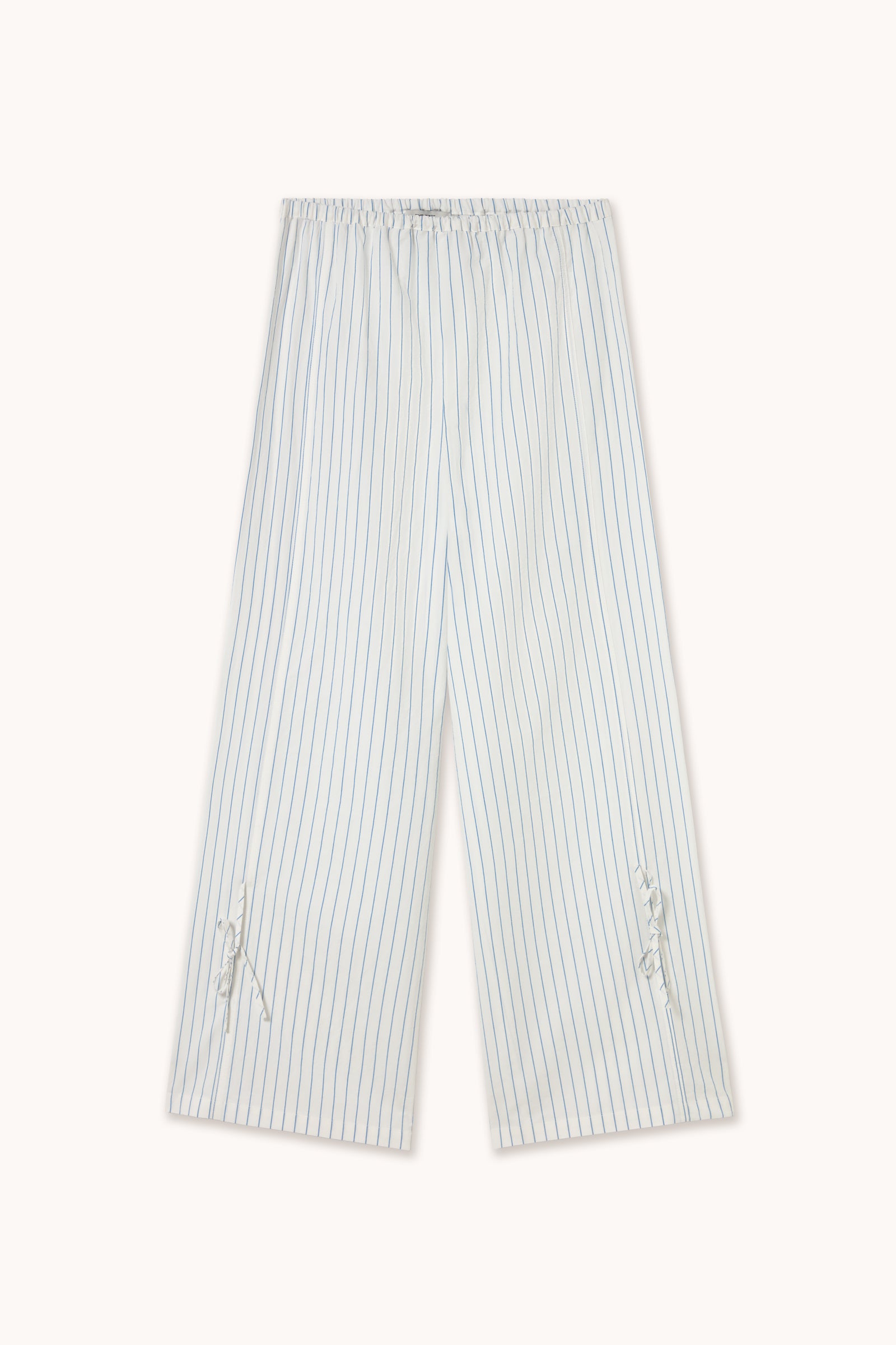 STRIPED ELASTICATED PANTS white