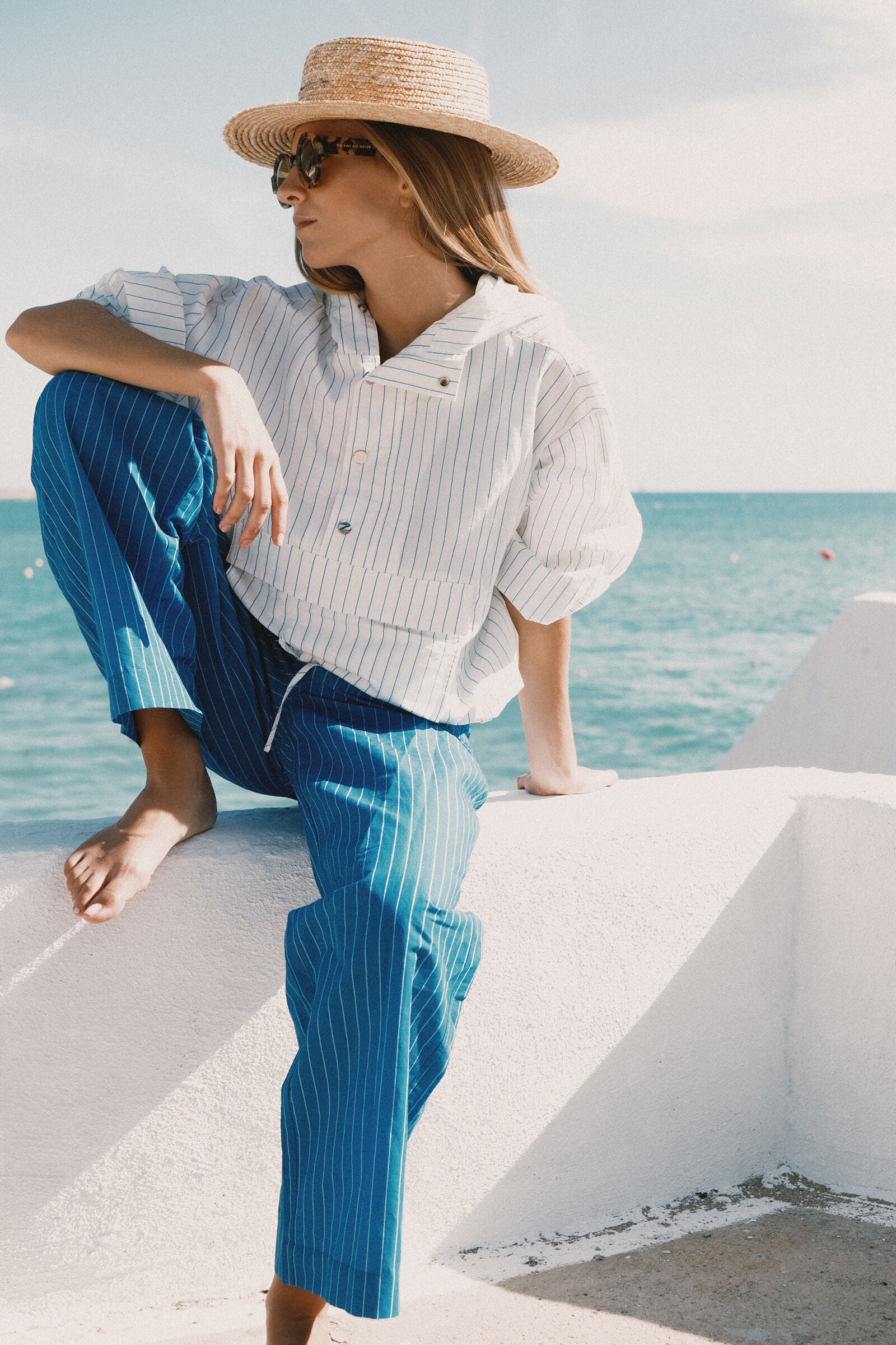 BERTA STRIPED TROUSERS blue