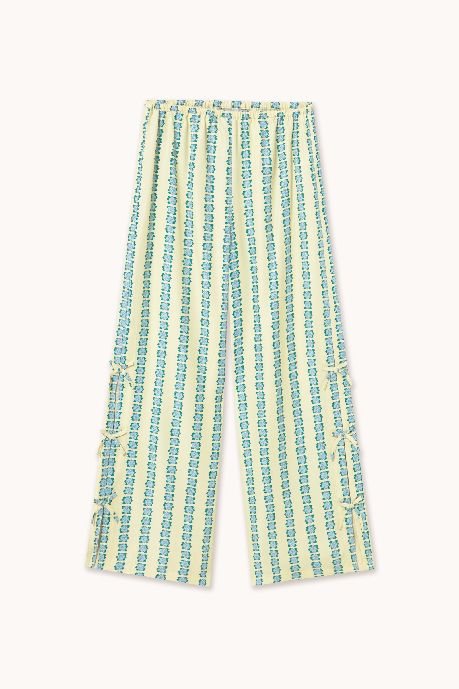 FLOWERS ELASTICATED PANTS pastel yellow