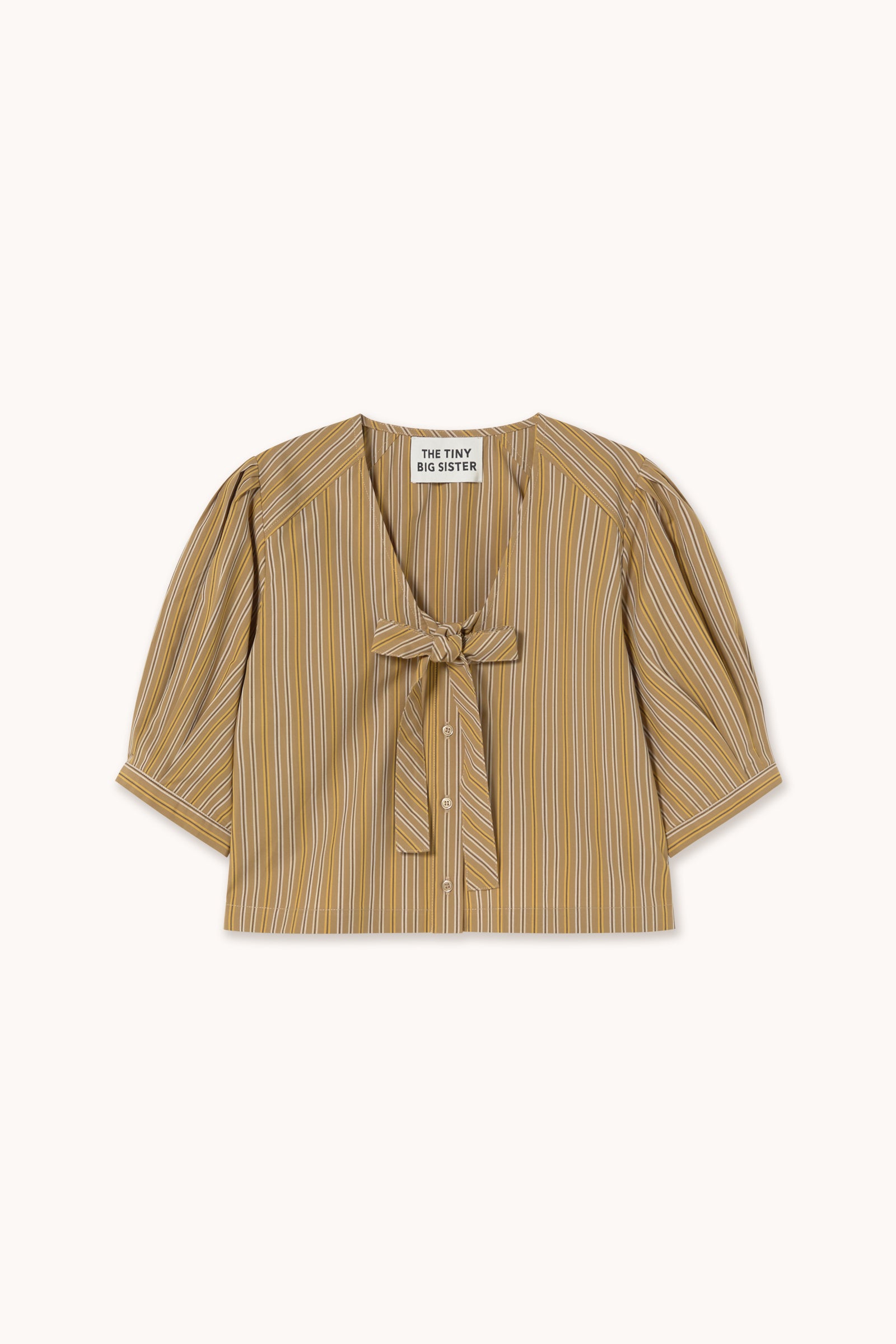 STRIPED BOW BLOUSE light brown
