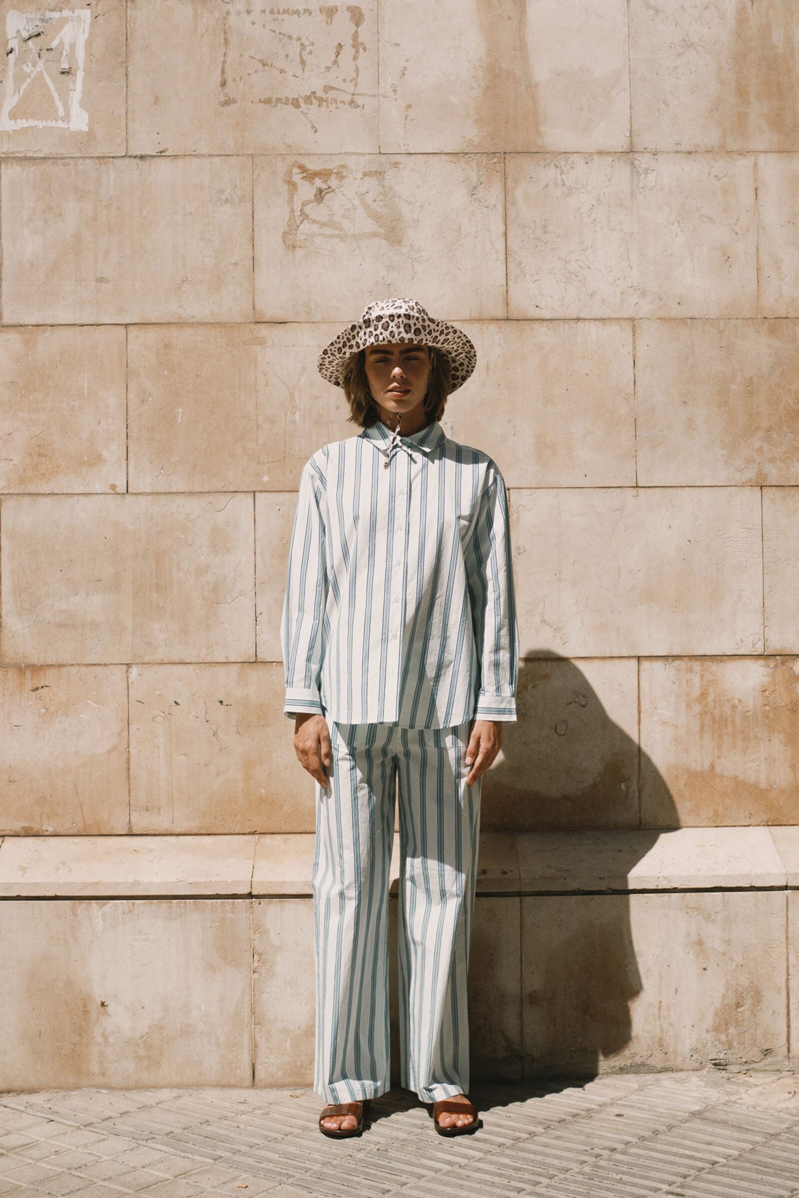 RETRO STRIPES PANTS ice blue