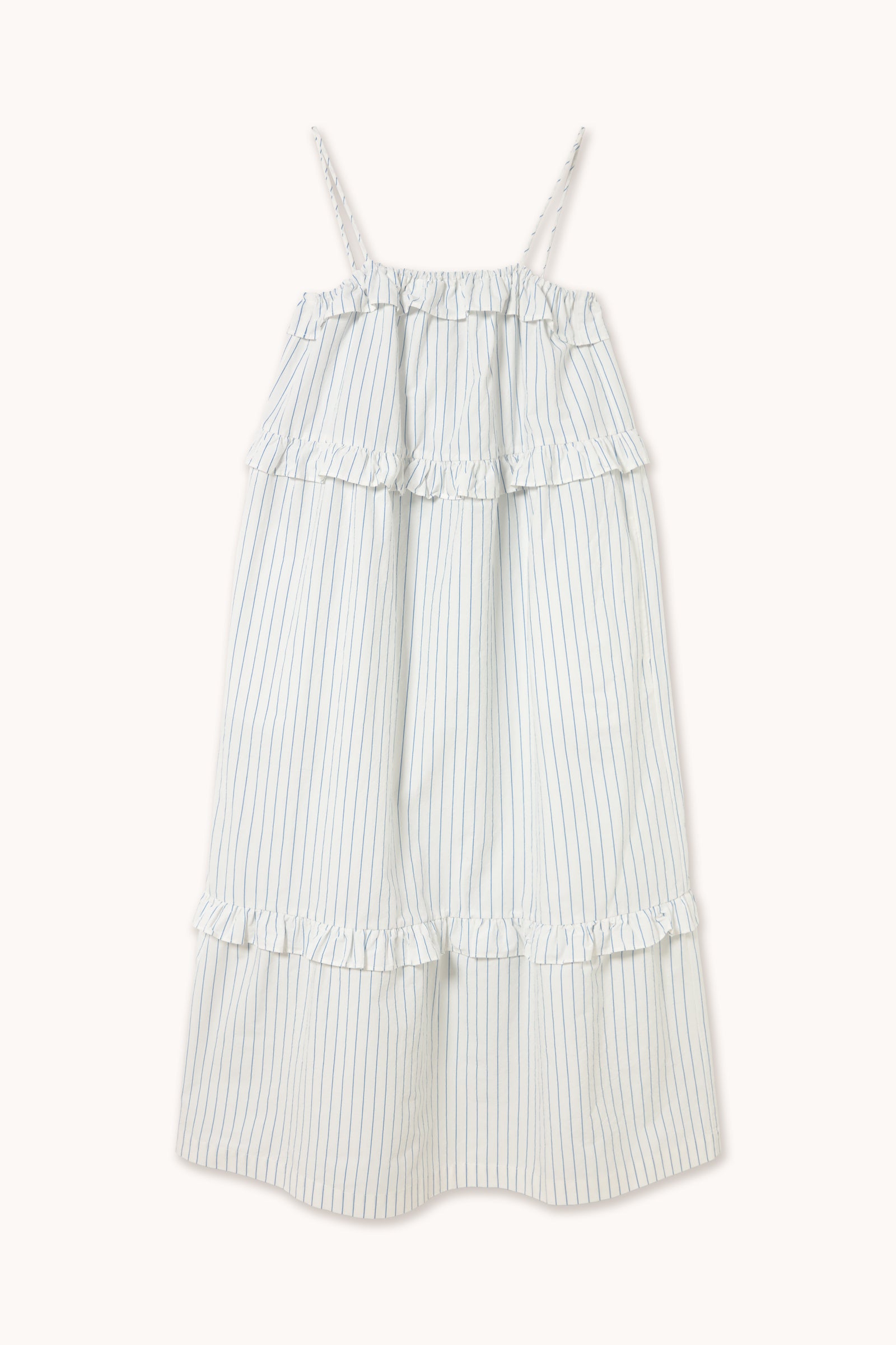 STRIPED TIERED DRESS white