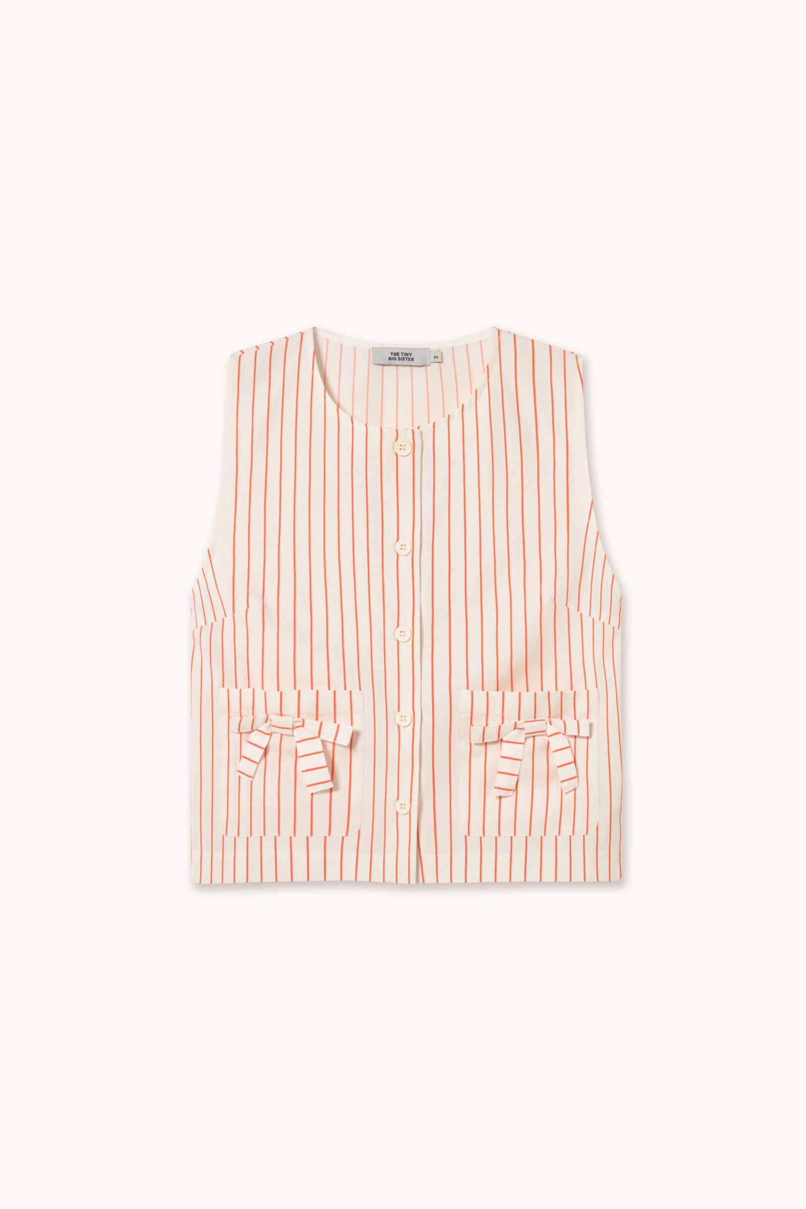 THIN STRIPES BOW VEST off-white