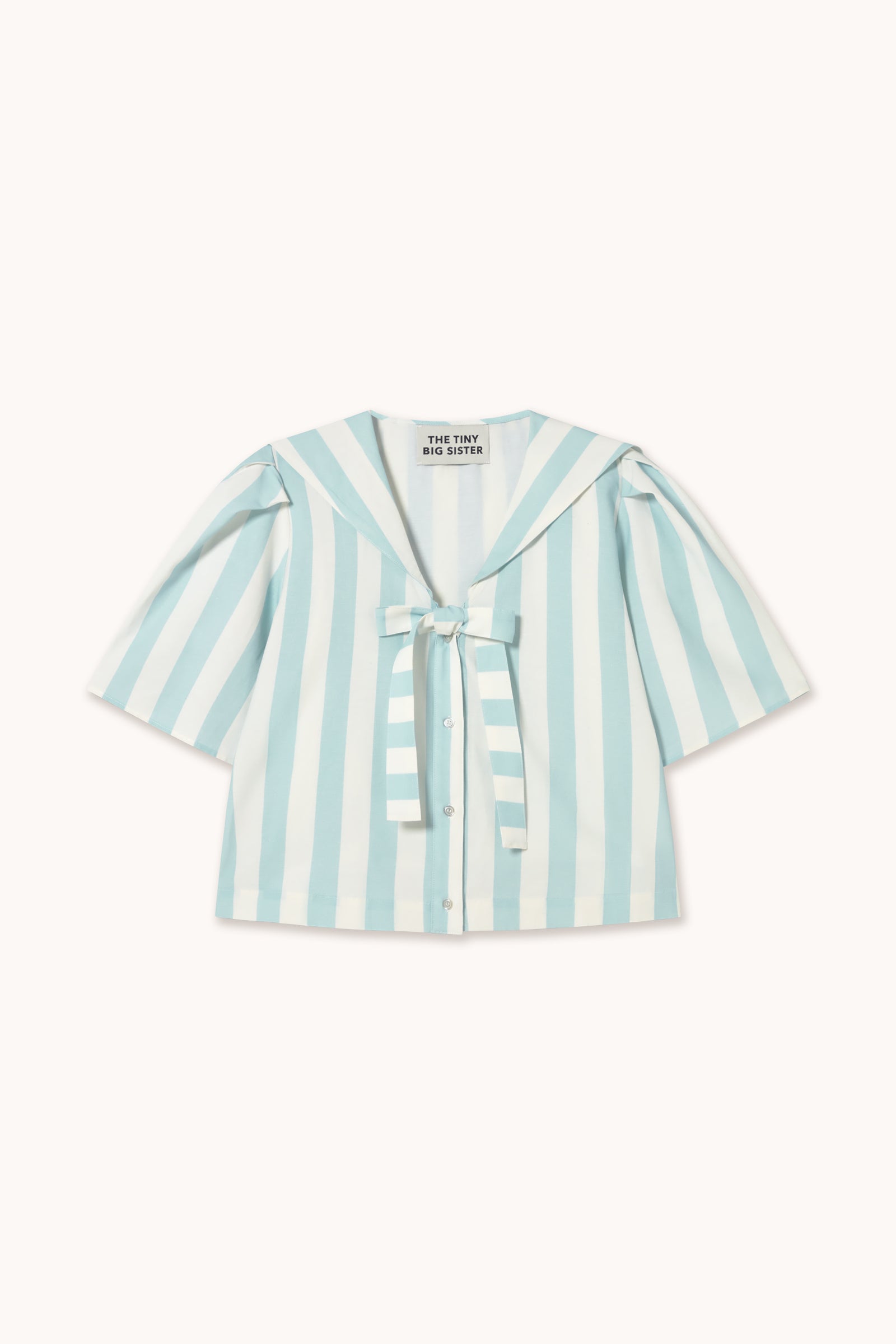 WIDE STRIPES SAILOR NECK BLOUSE pretty blue